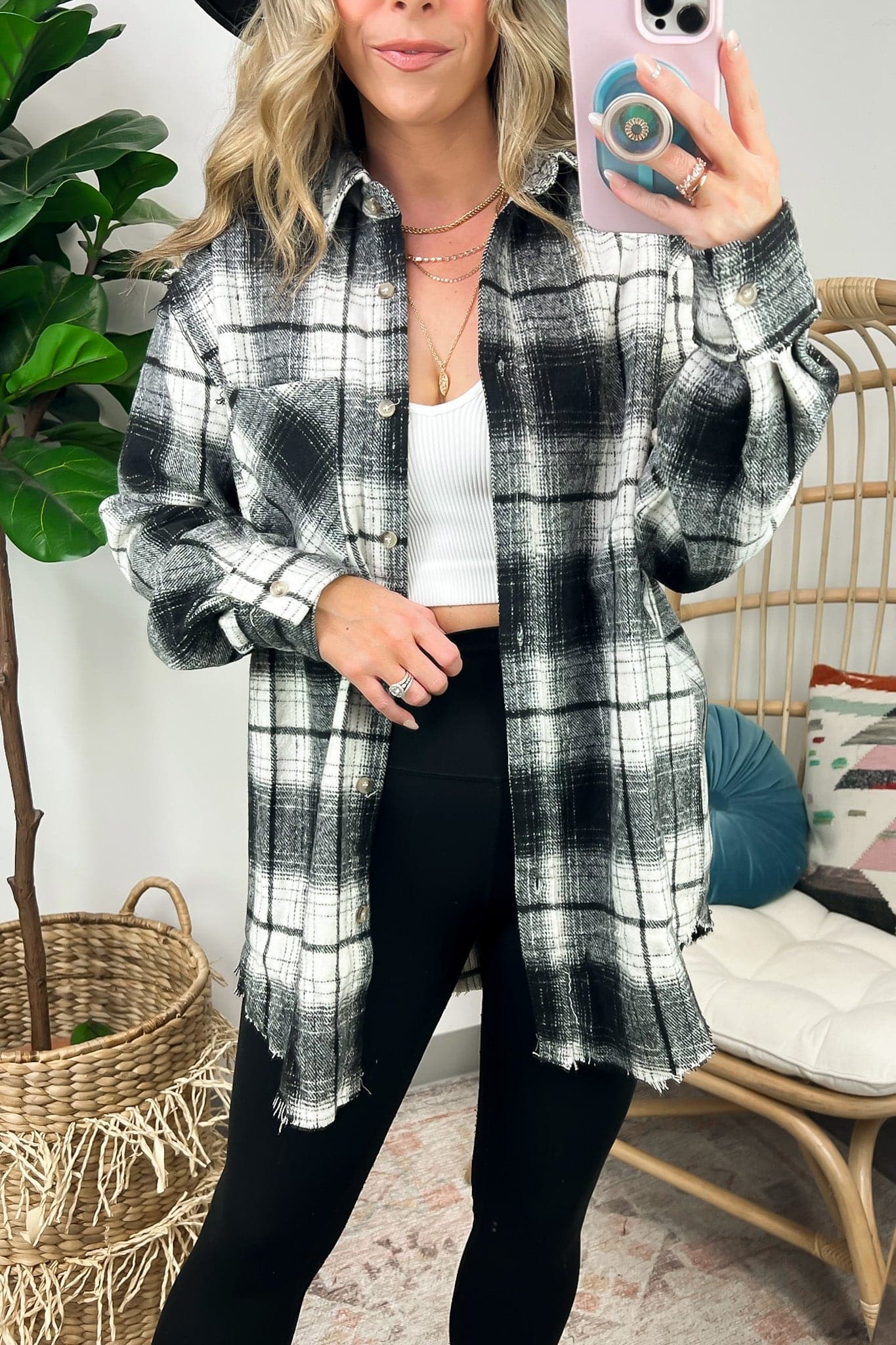 Joielle Plaid Button Down Shacket - FINAL SALE - Madison and Mallory