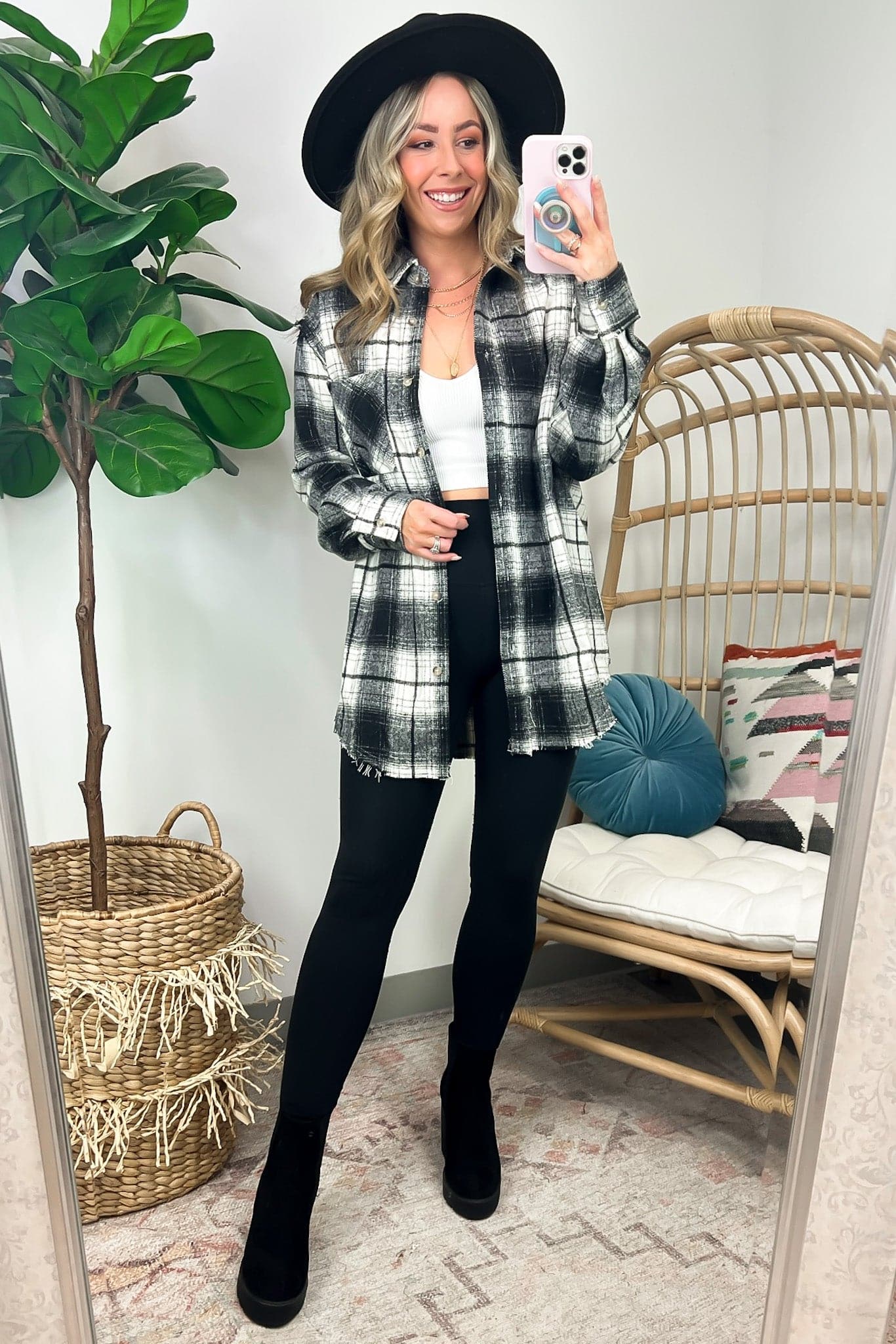 Joielle Plaid Button Down Shacket - FINAL SALE - Madison and Mallory
