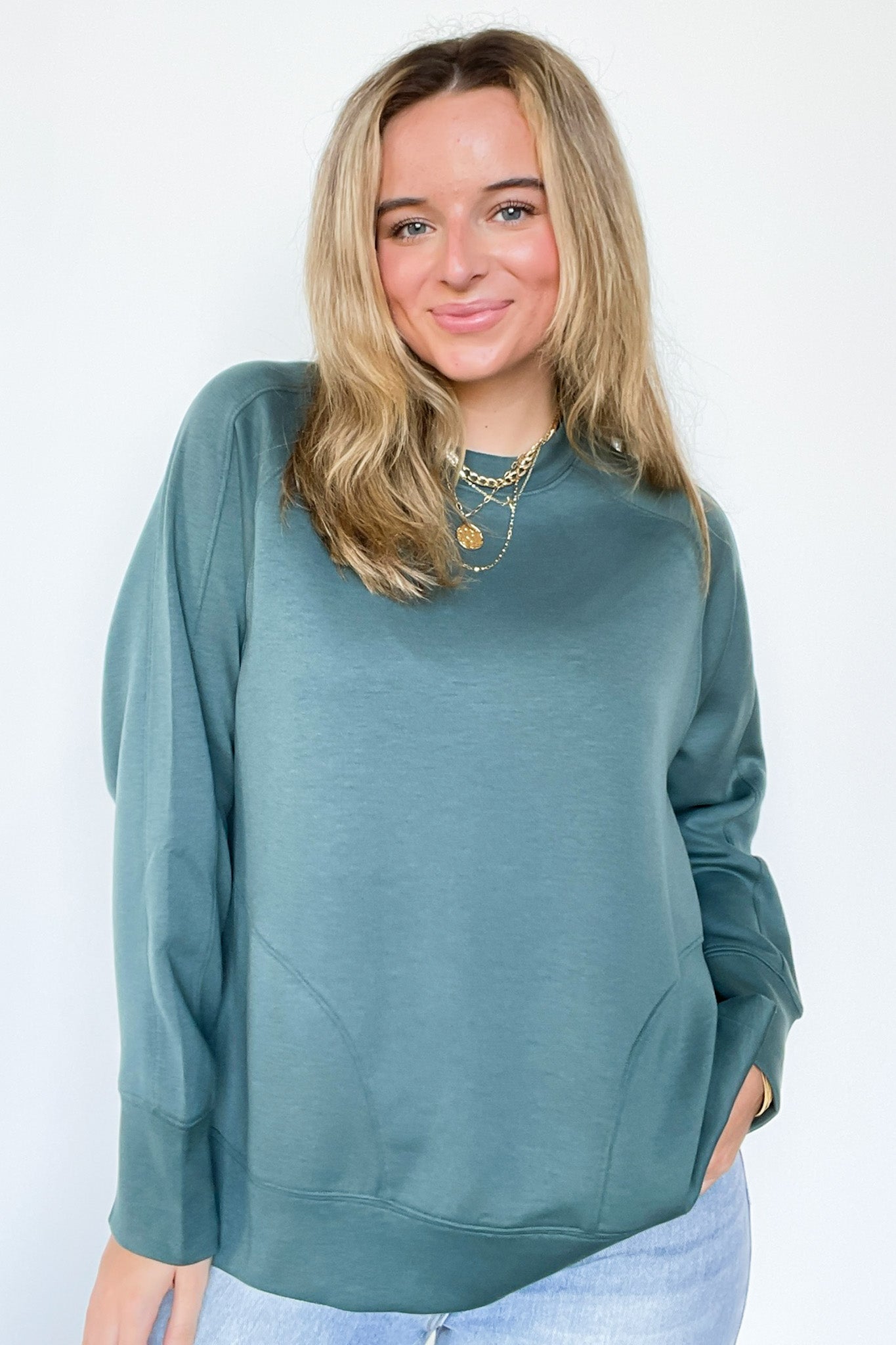 Julien Scuba Knit Side Slit Pullover - Madison and Mallory