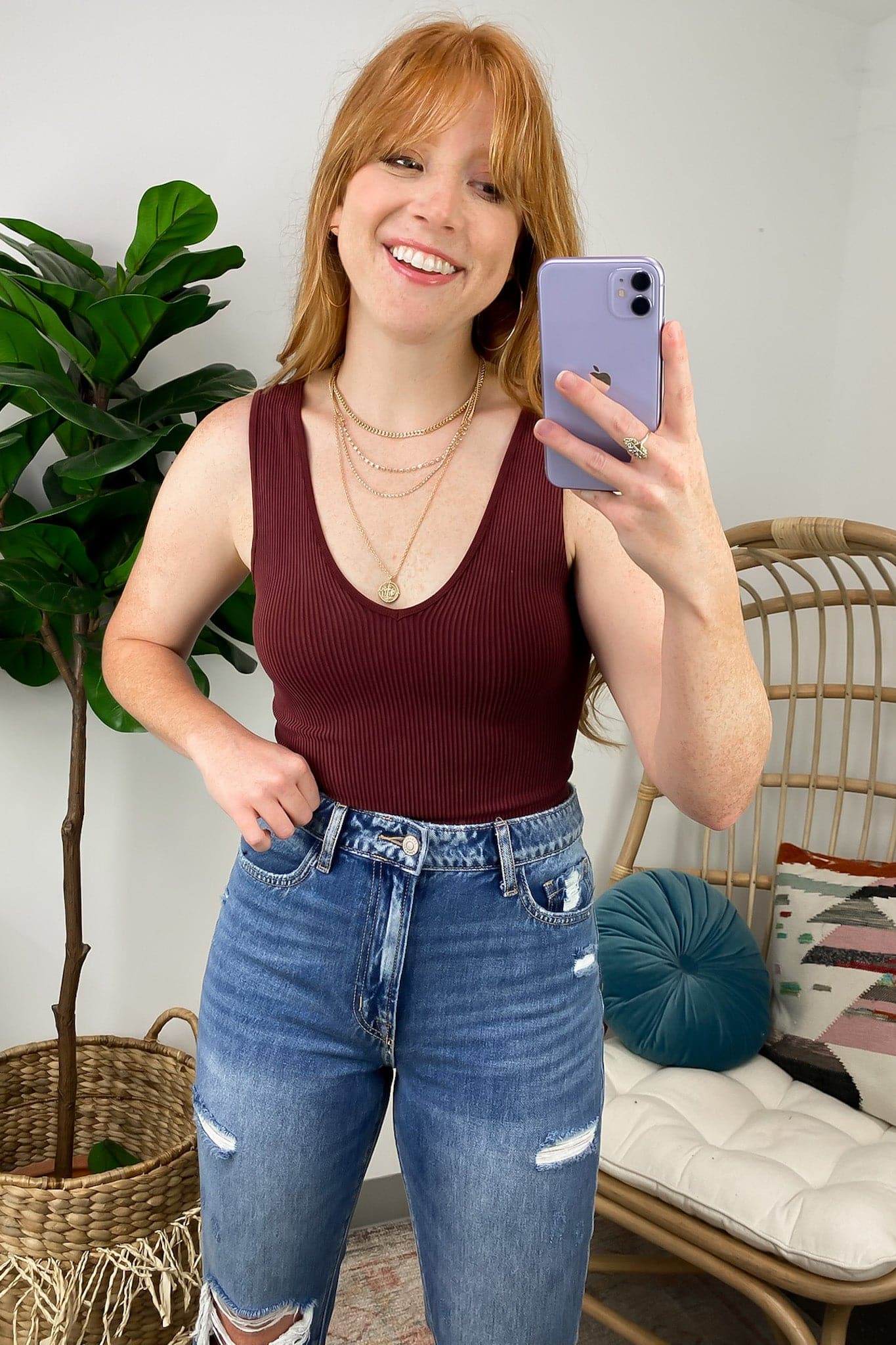 Wine / SM Just that Easy Ribbed Reversible Brami Top - FINAL SALE - Madison and Mallory