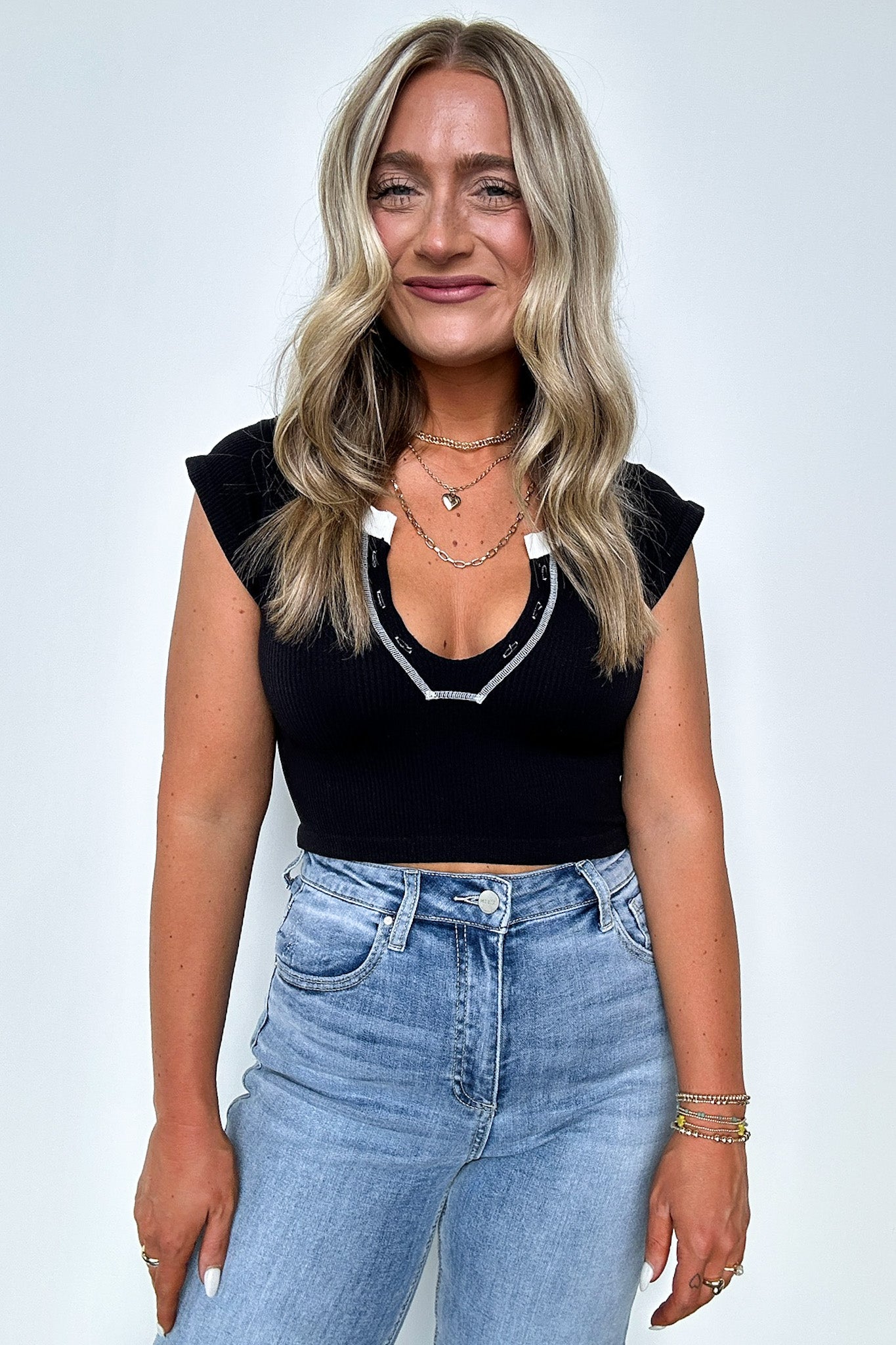 Karissa Notch Neck Ribbed Top - Madison and Mallory