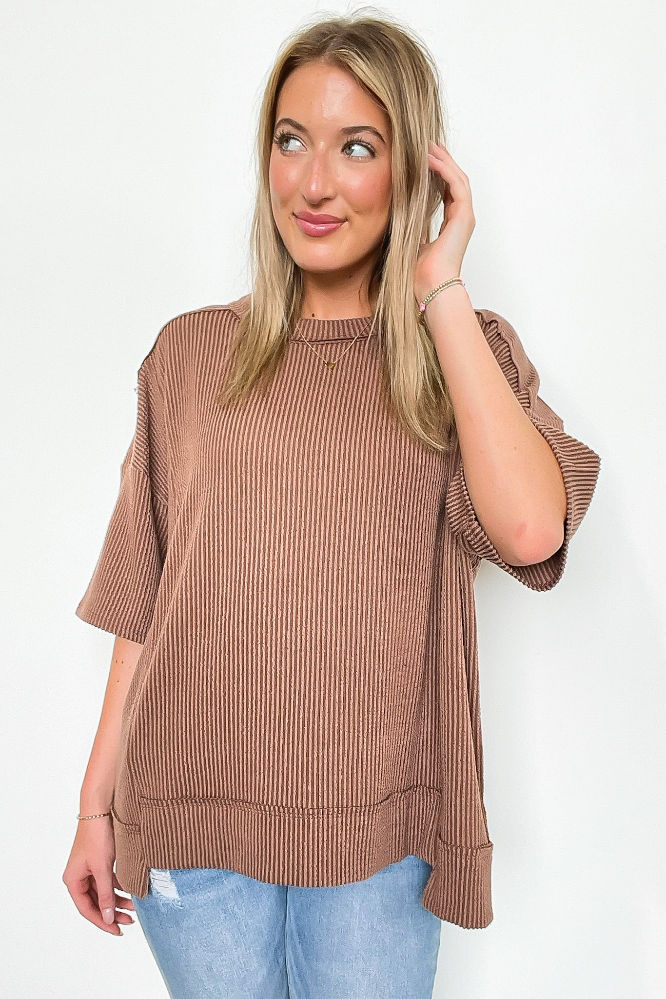 Karmyn Rib Knit Relaxed Fit Top - FINAL SALE - Madison and Mallory