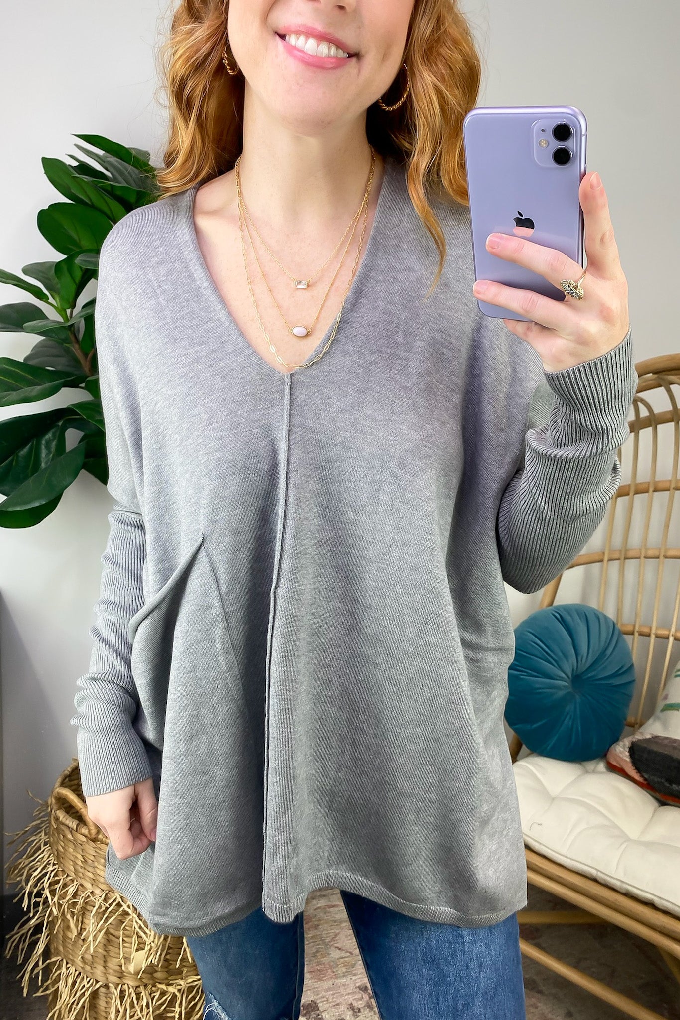 Karri Oversized V-Neck Sweater - FINAL SALE - Madison and Mallory