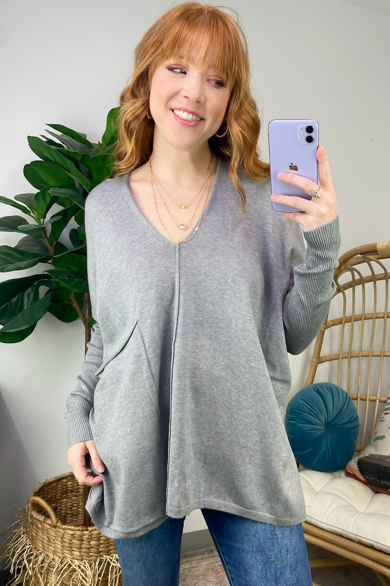 Karri Oversized V-Neck Sweater - FINAL SALE - Madison and Mallory