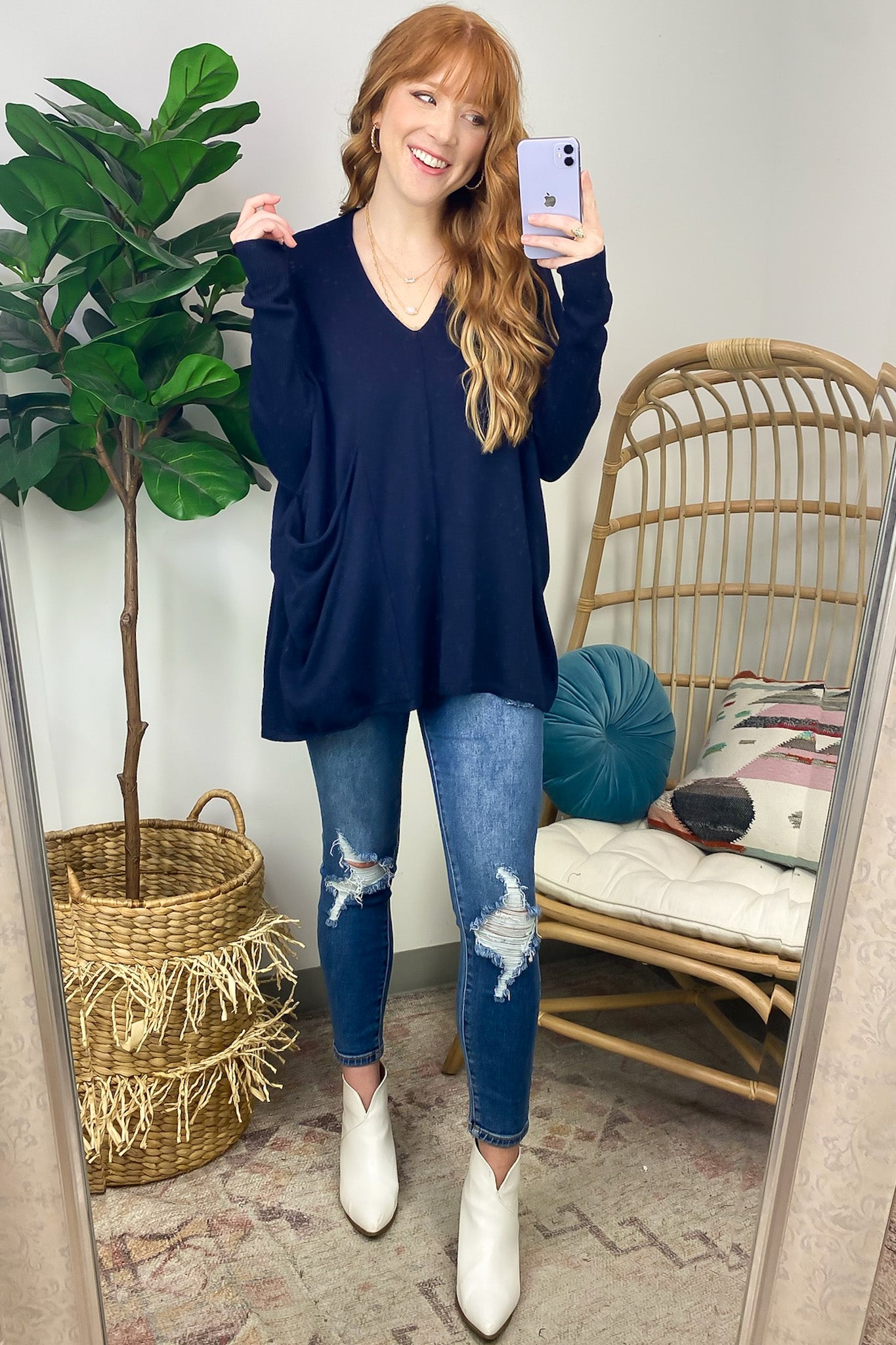 Karri Oversized V-Neck Sweater - FINAL SALE - Madison and Mallory