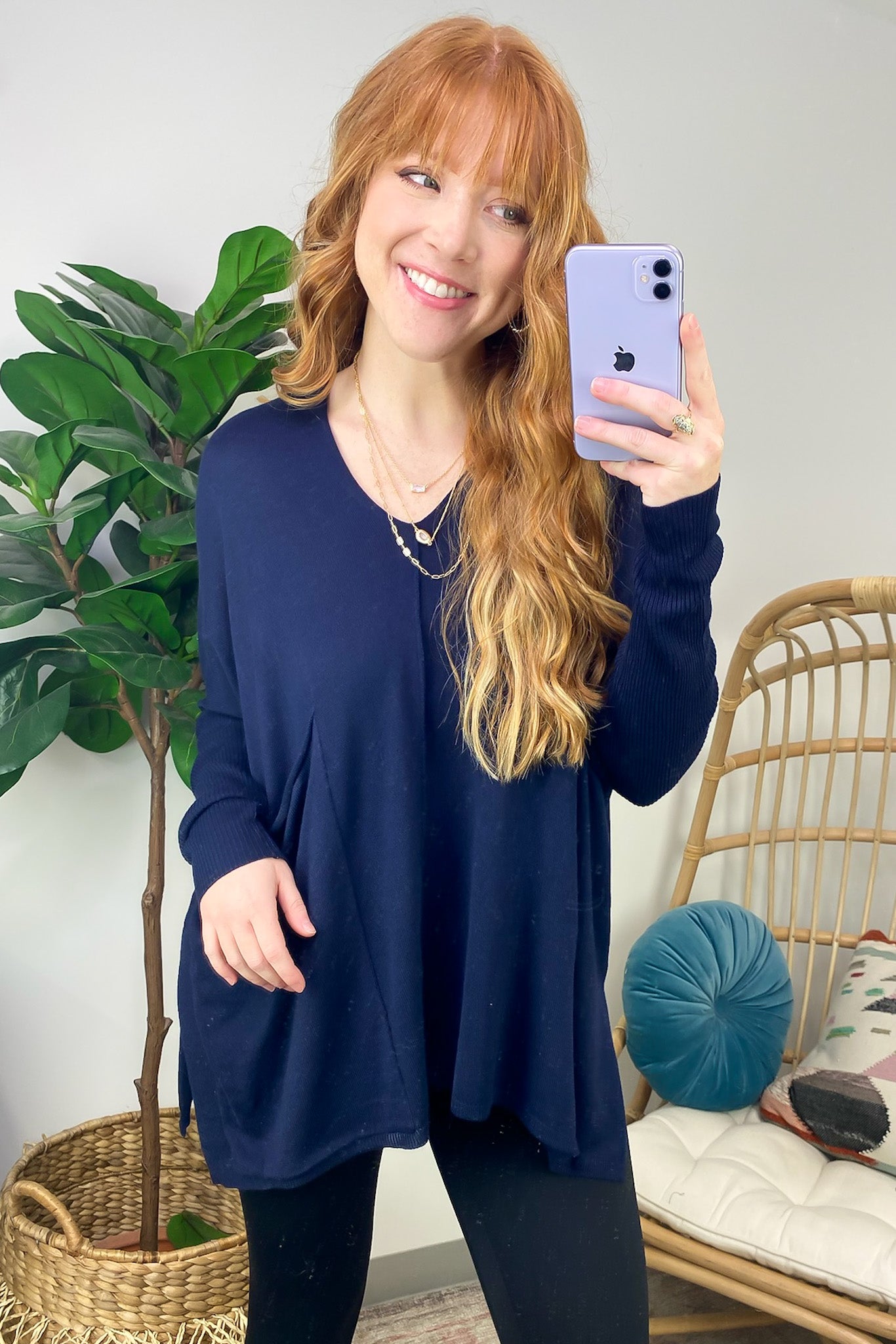Navy / SM Karri Oversized V-Neck Sweater - FINAL SALE - Madison and Mallory