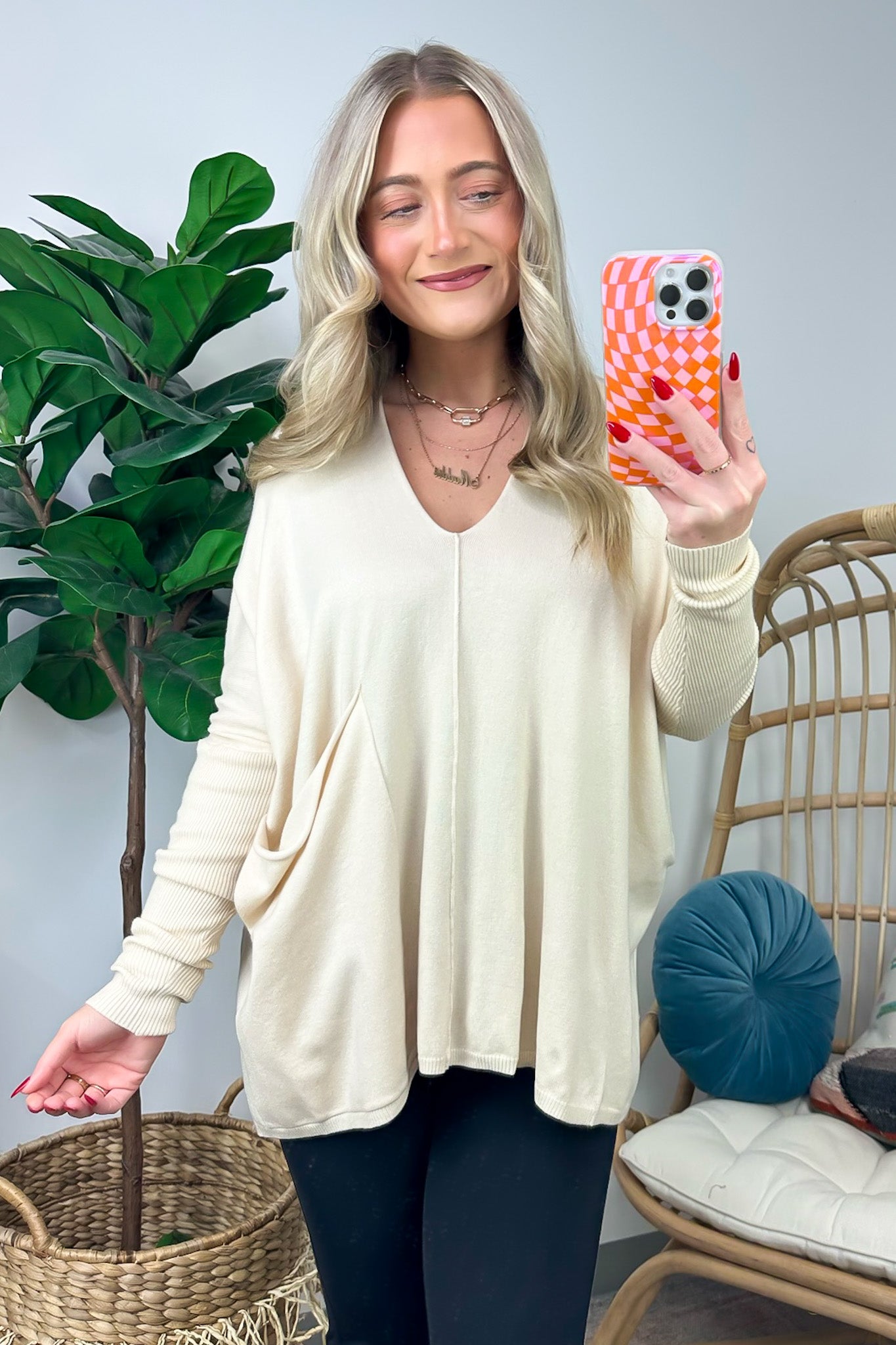 Karri Oversized V-Neck Sweater - FINAL SALE - Madison and Mallory