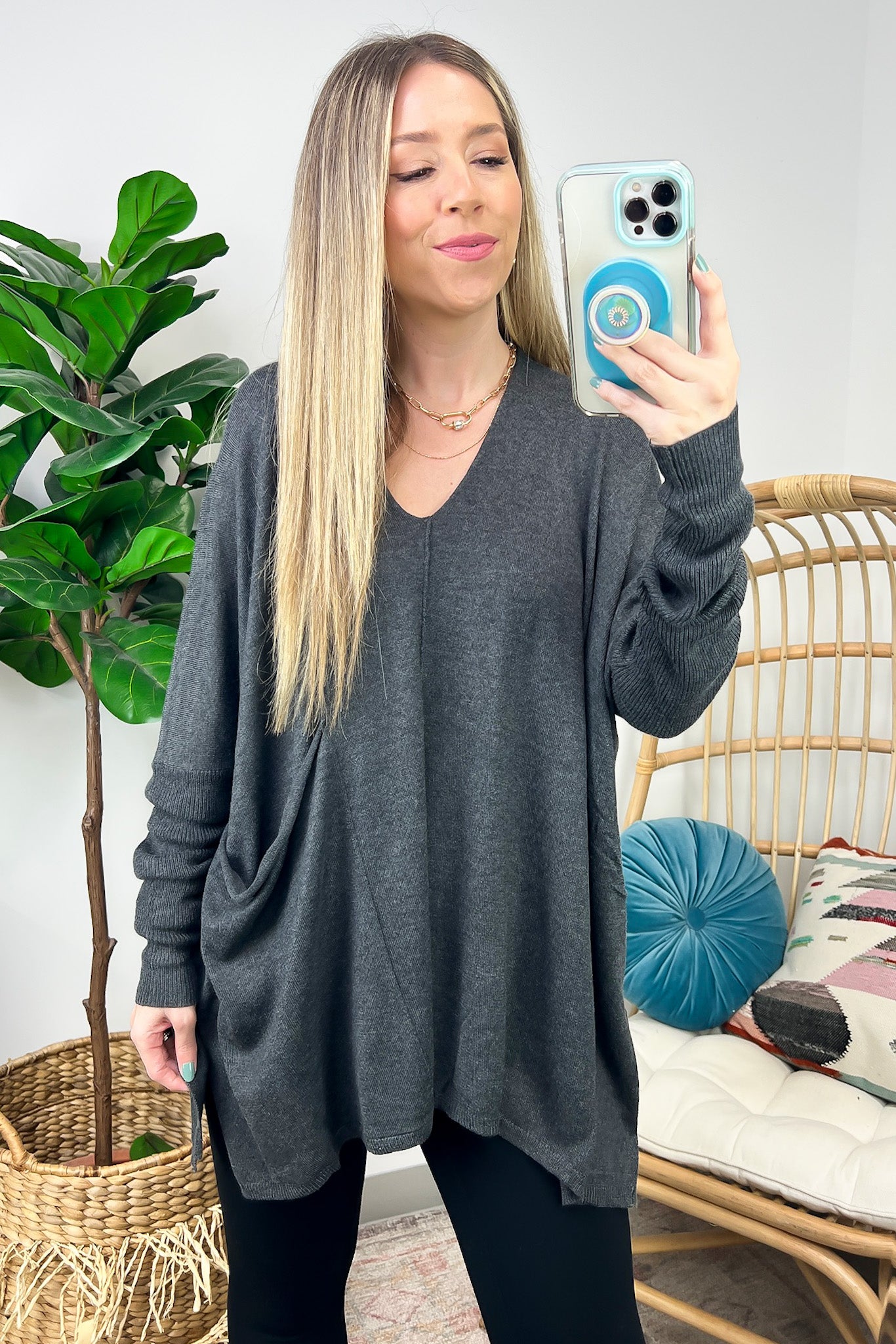 Karri Oversized V-Neck Sweater - FINAL SALE - Madison and Mallory