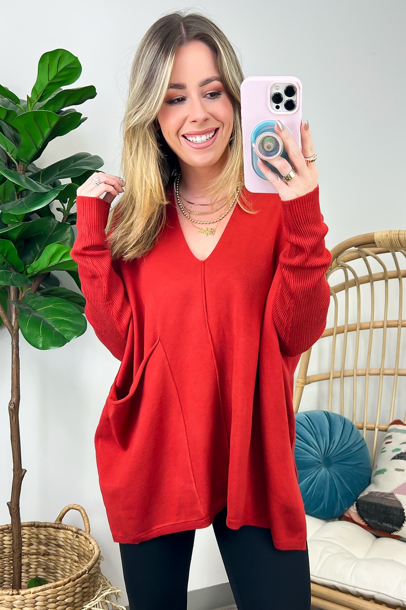 Karri Oversized V-Neck Sweater - FINAL SALE - Madison and Mallory