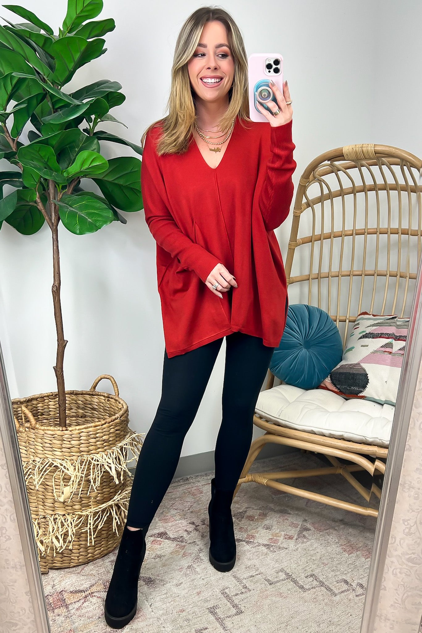 Karri Oversized V-Neck Sweater - FINAL SALE - Madison and Mallory