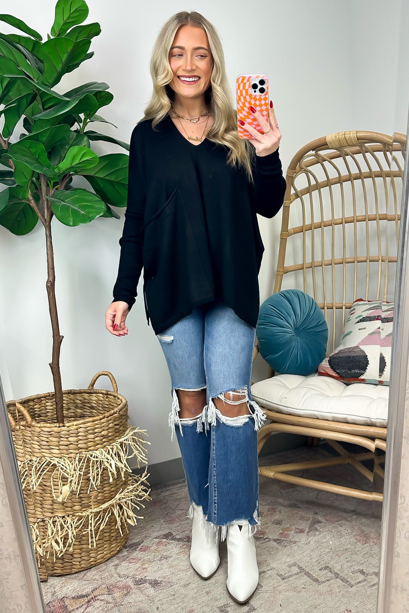 Karri Oversized V-Neck Sweater - FINAL SALE - Madison and Mallory