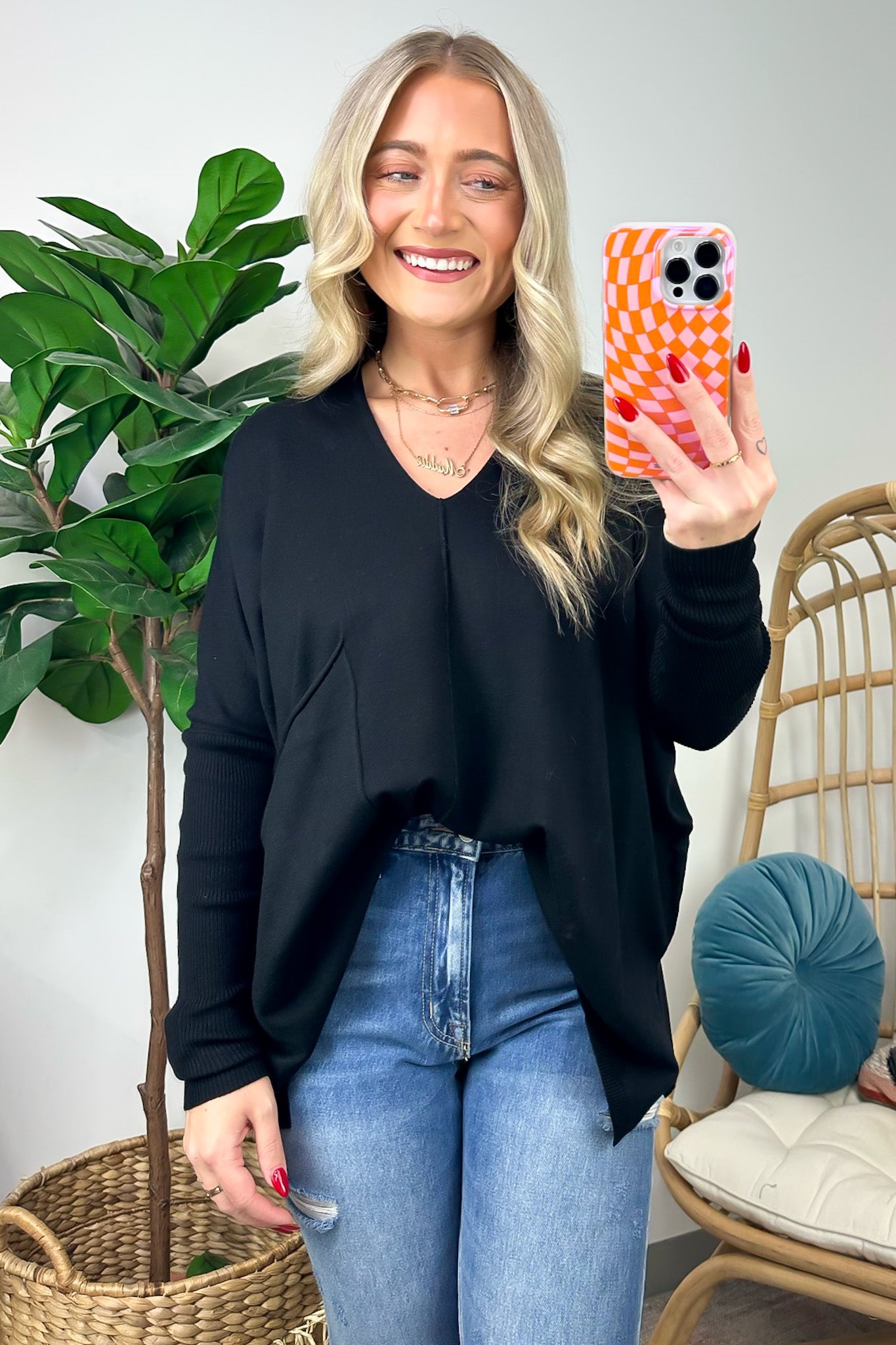 Karri Oversized V-Neck Sweater - FINAL SALE - Madison and Mallory