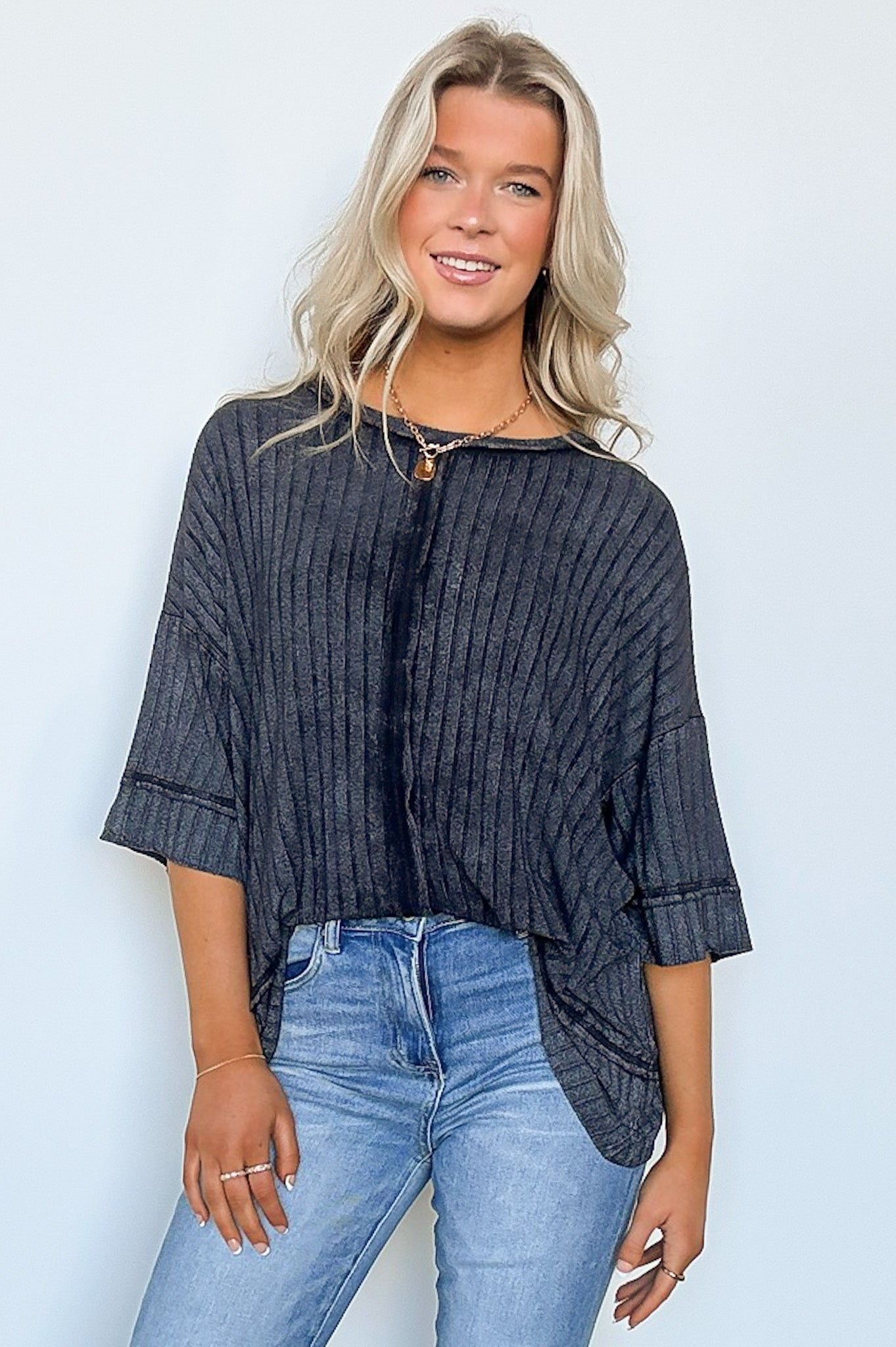  Katerinah Ribbed Drop Shoulder Top - BACK IN STOCK - Madison and Mallory