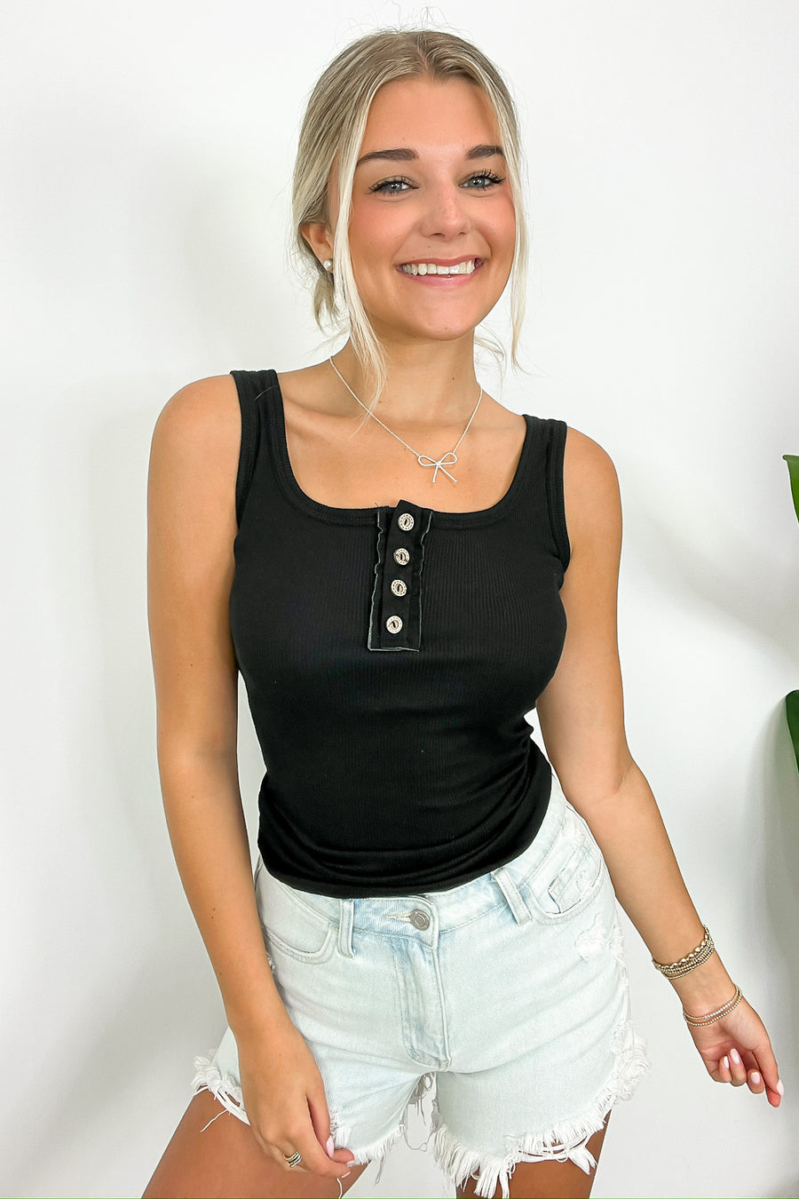 Black / S Keeley Ribbed Knit Tank Top - Madison and Mallory