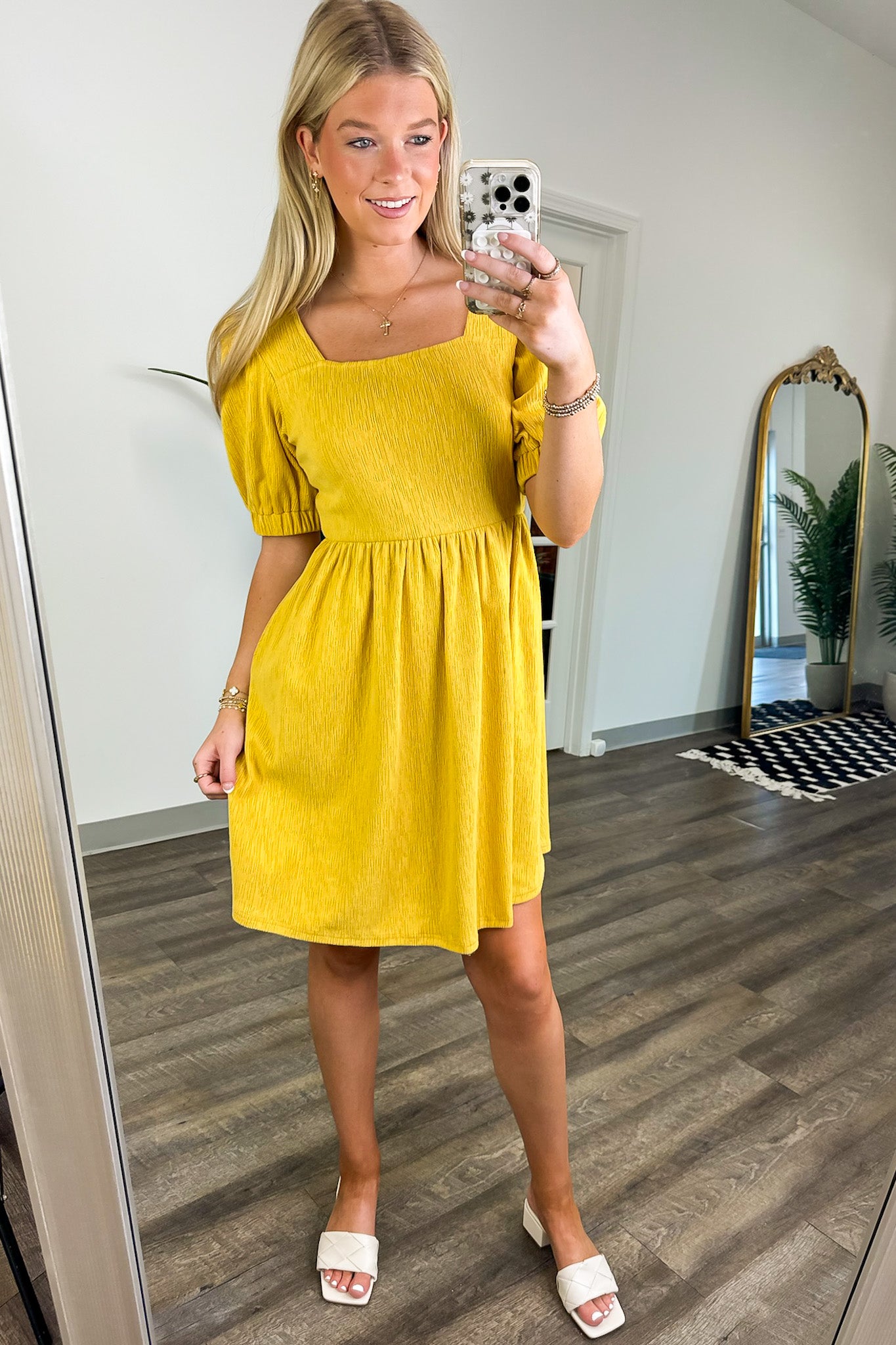 Sunflower / S Kelson Smocked Square Neck Dress - Madison and Mallory