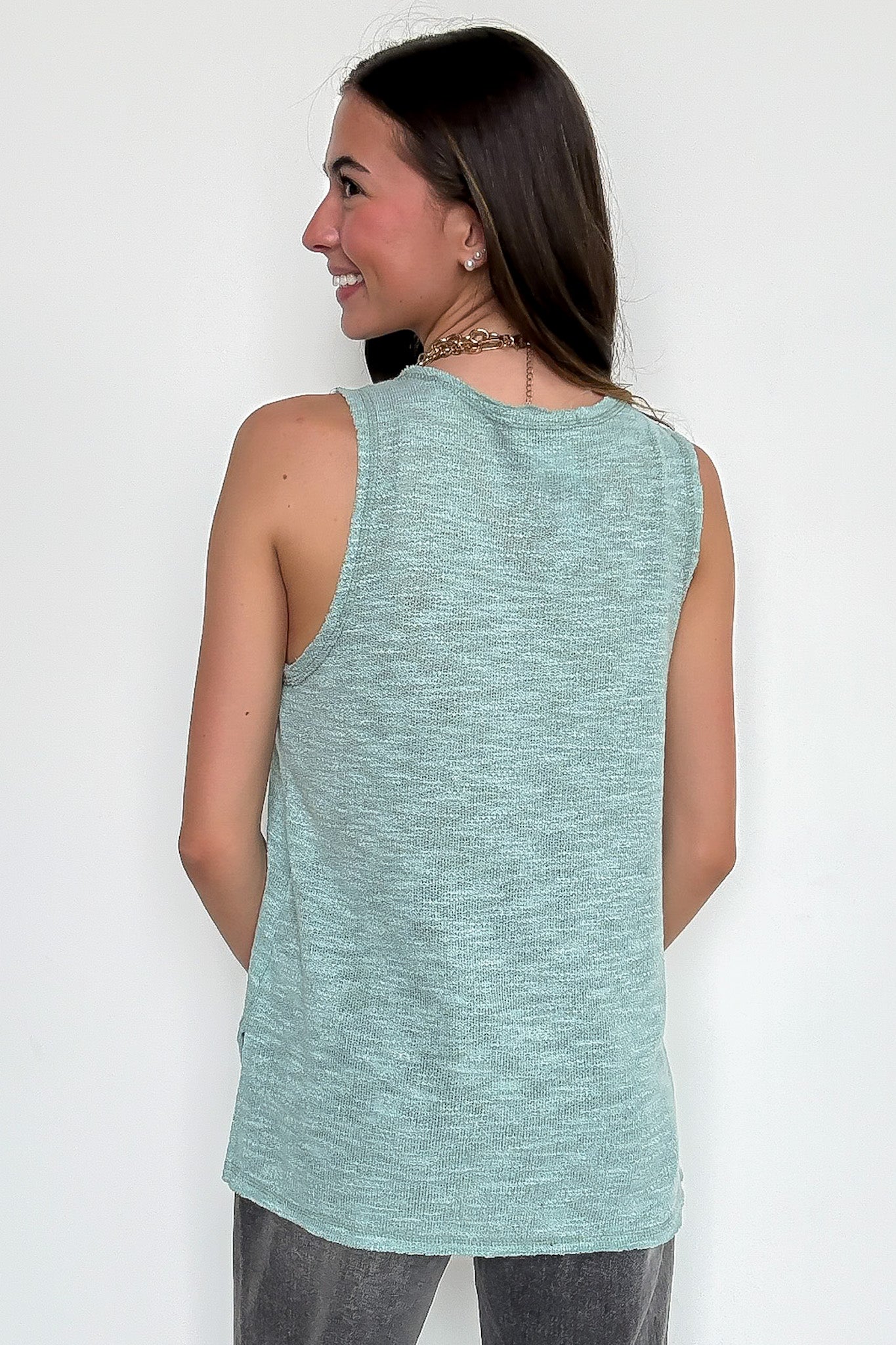 Kemie Reverse Stitch Side Slit Tank Top - Madison and Mallory