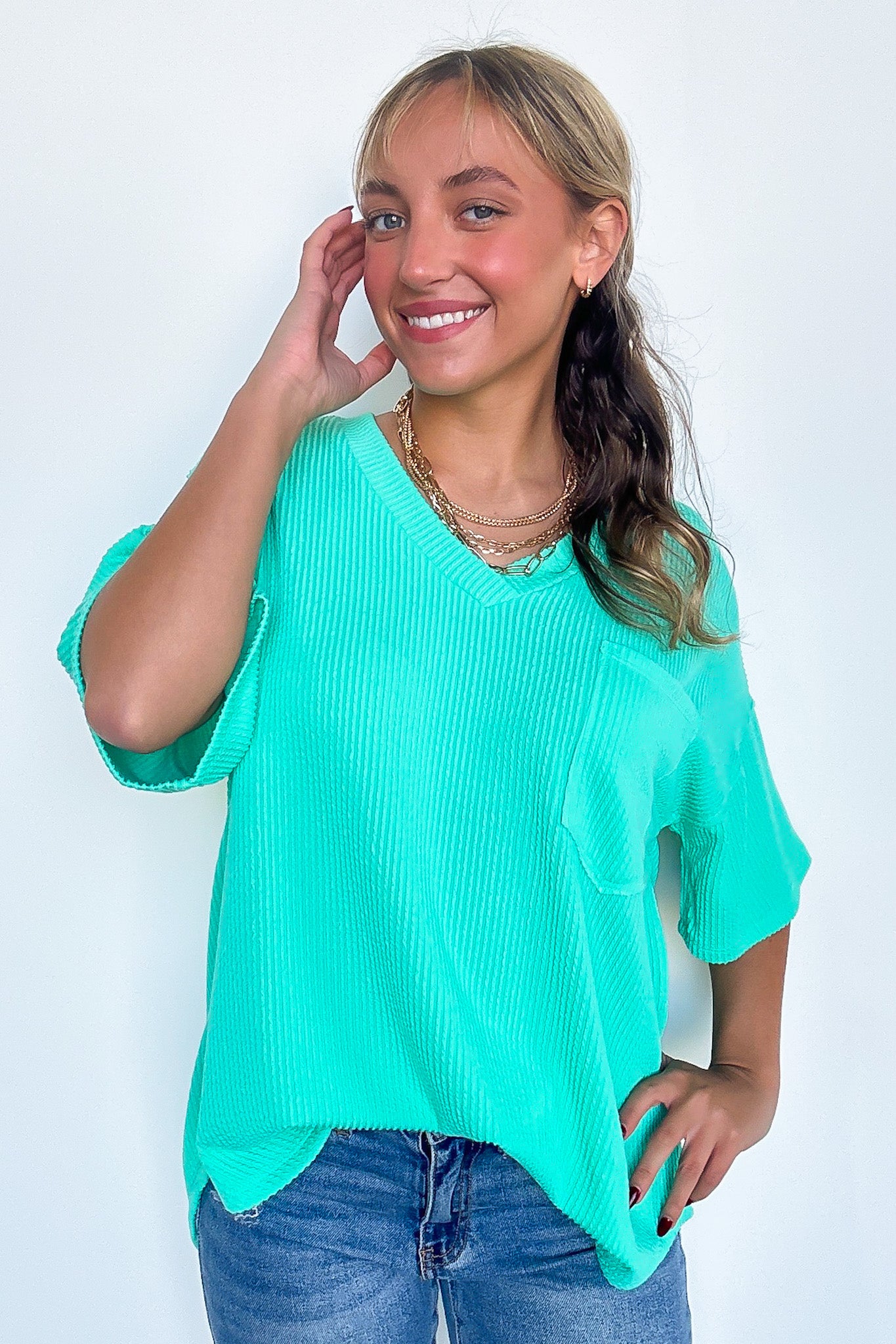 Kirbie V-Neck Pocket Top - FINAL SALE - Madison and Mallory