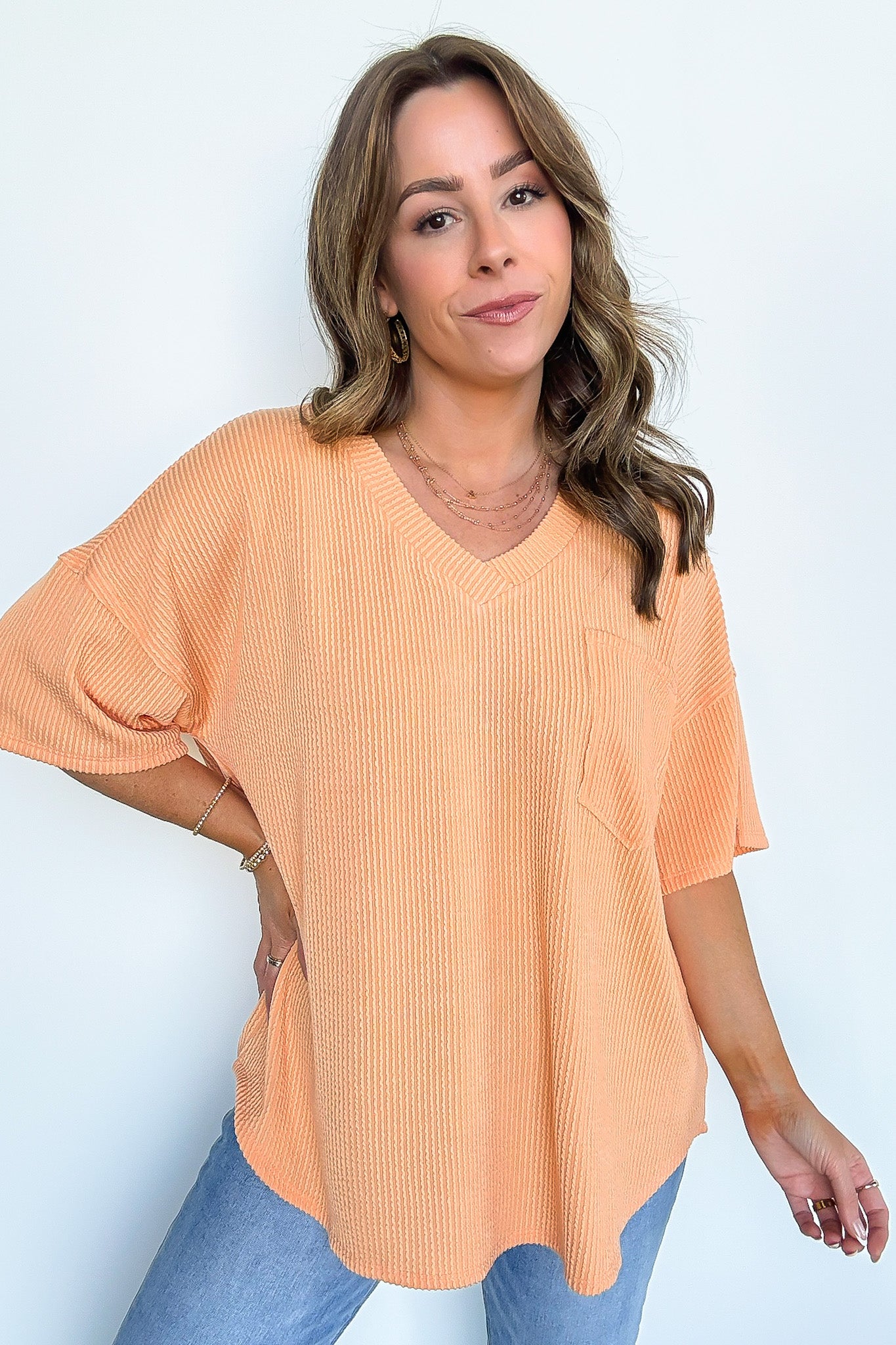 Kirbie V-Neck Pocket Top - FINAL SALE - Madison and Mallory