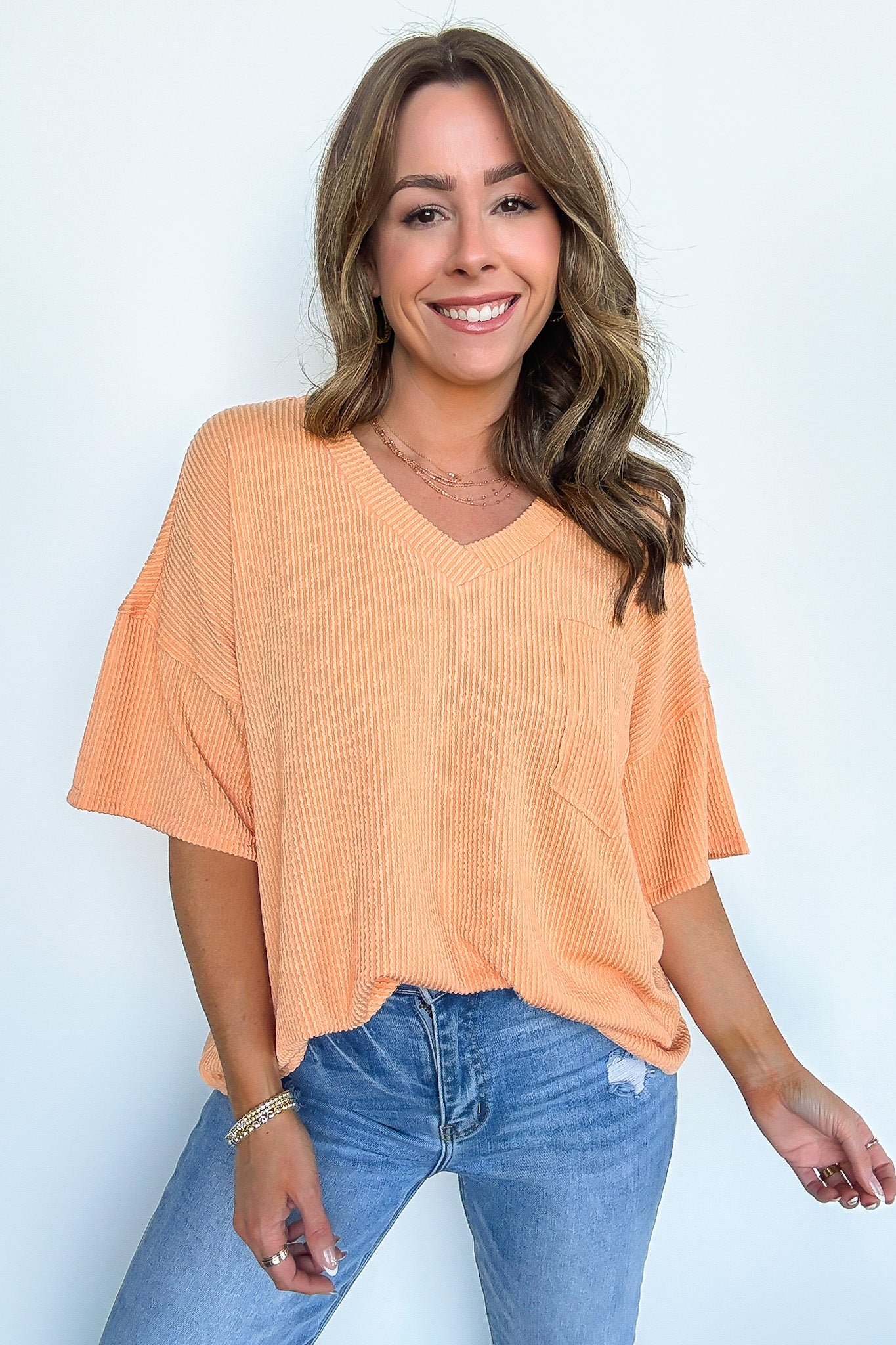 Kirbie V-Neck Pocket Top - FINAL SALE - Madison and Mallory