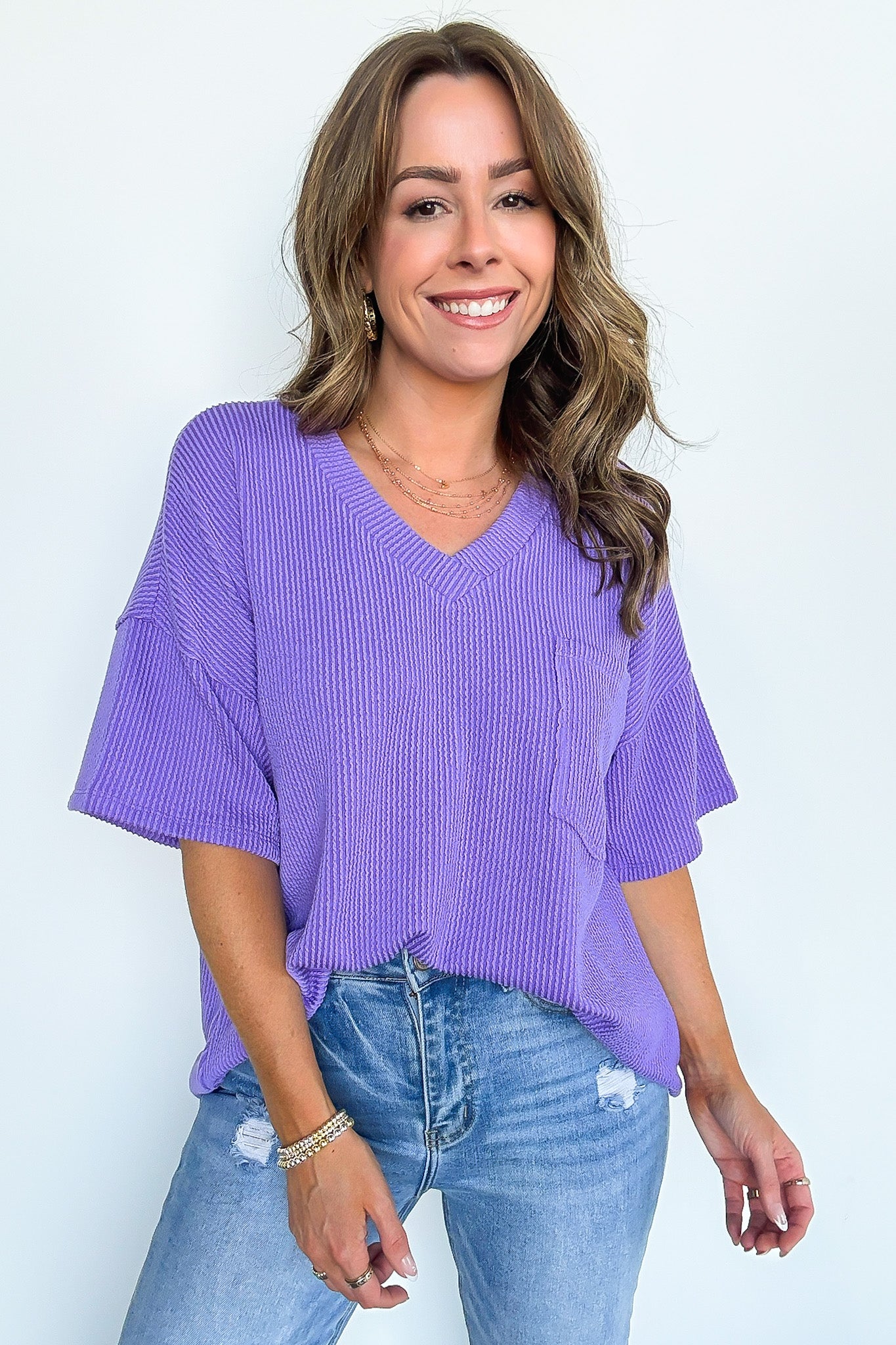 Kirbie V-Neck Pocket Top - FINAL SALE - Madison and Mallory