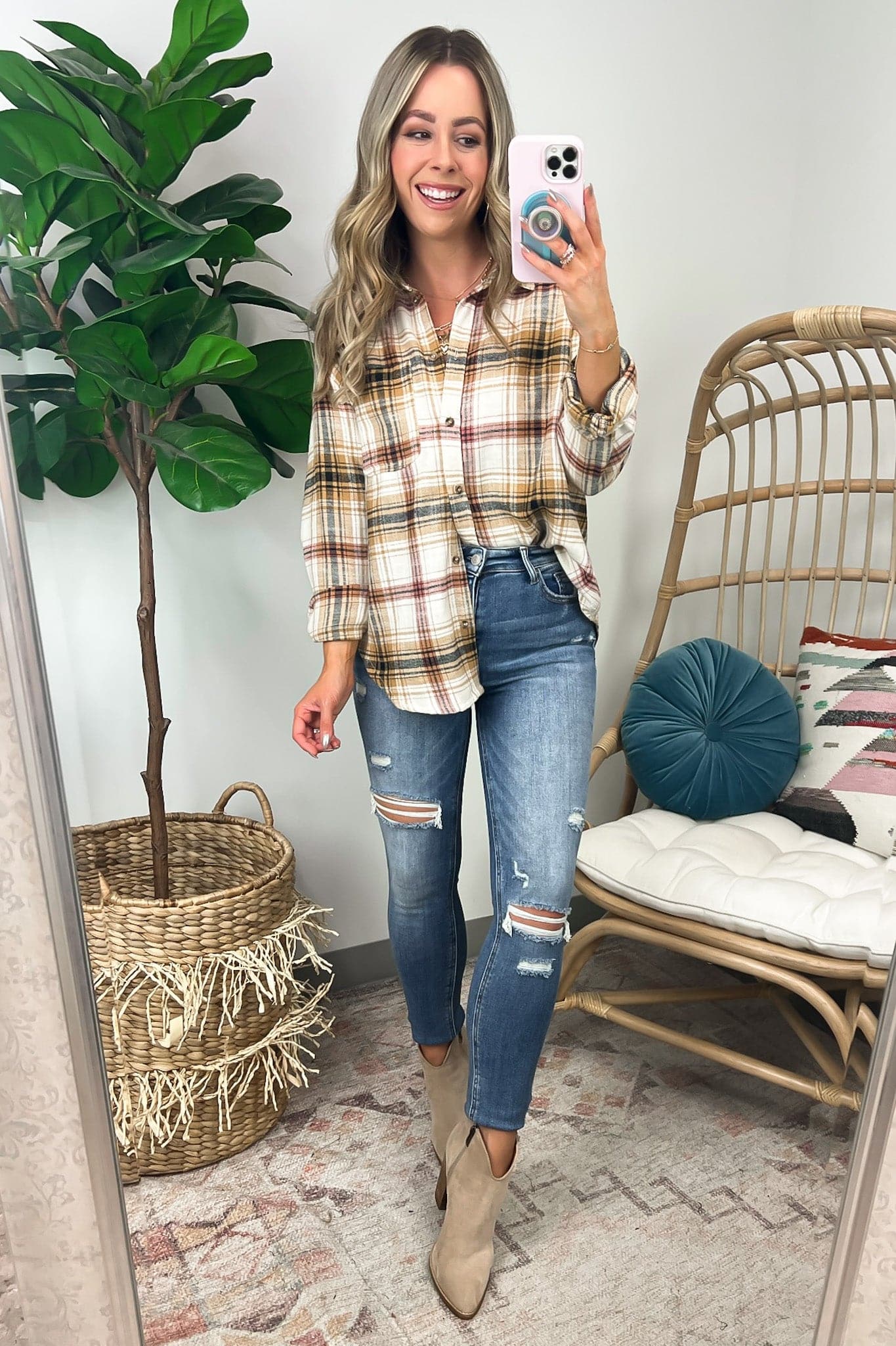  Lavera Plaid Long Sleeve Button Down Flannel Top - FINAL SALE - Madison and Mallory
