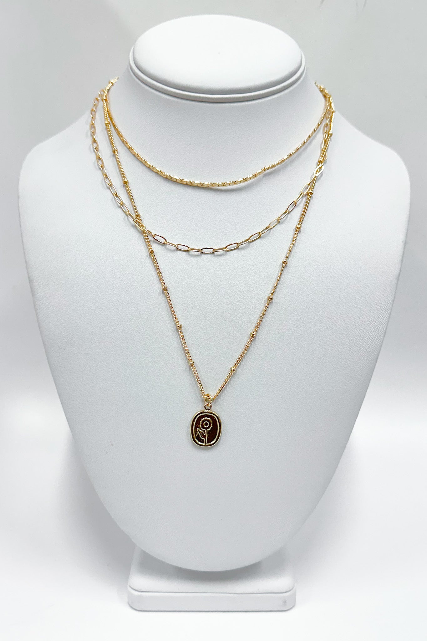 Gold Layers of Blooms Floral Pendant Necklace - Madison and Mallory