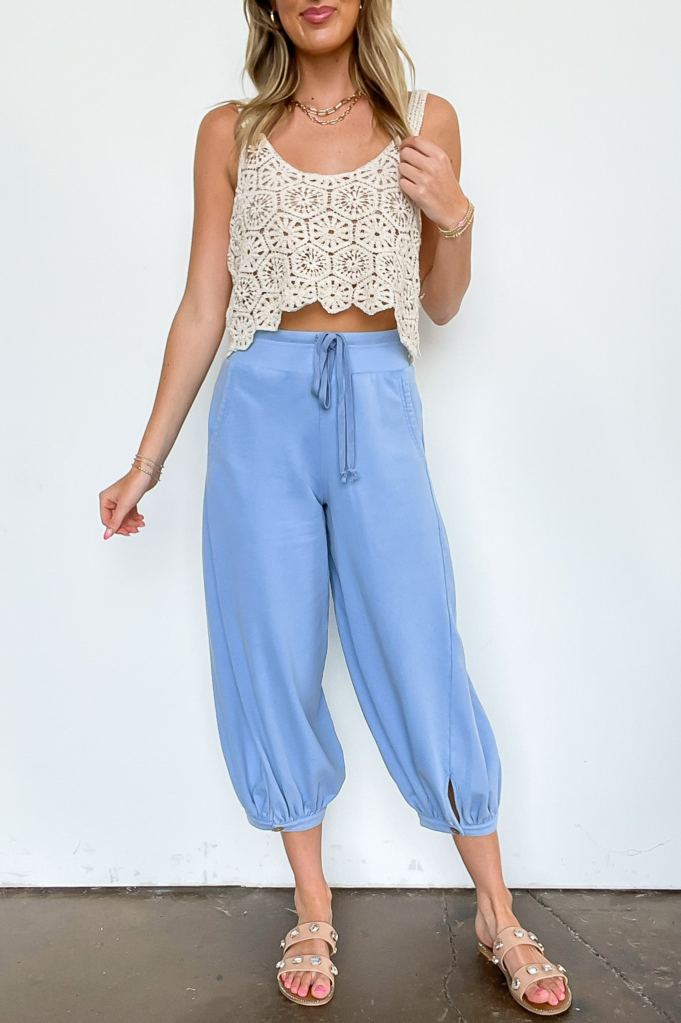 Laylie Acid Wash Bubble Pants - Madison and Mallory