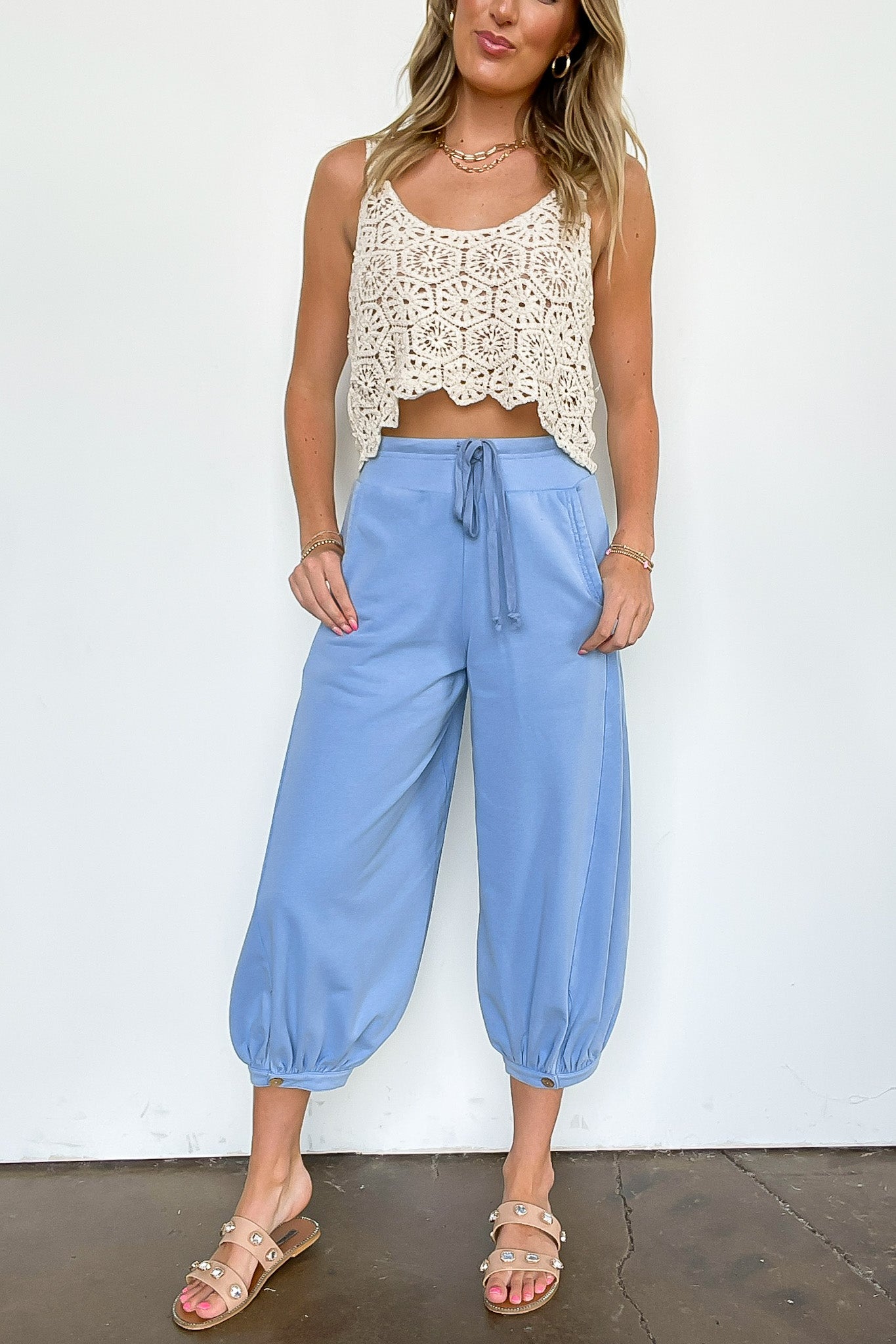 Laylie Acid Wash Bubble Pants - Madison and Mallory