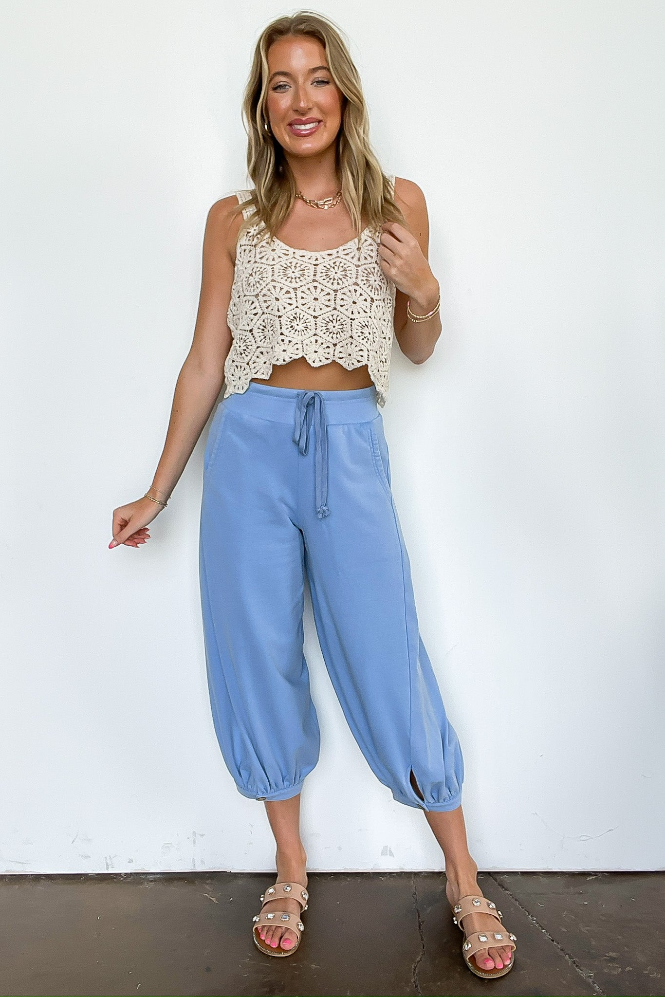 Laylie Acid Wash Bubble Pants - Madison and Mallory