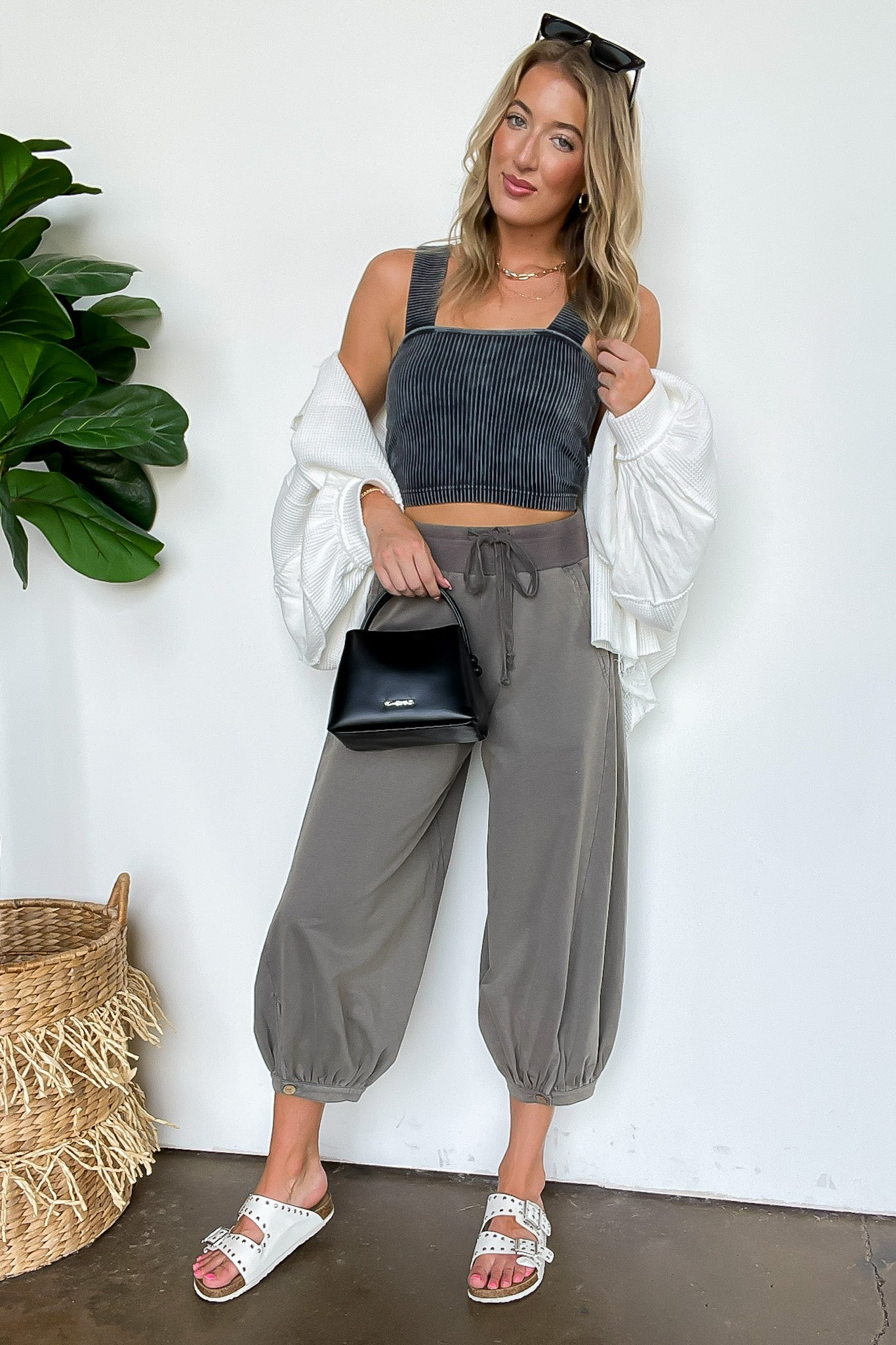 Laylie Acid Wash Bubble Pants - Madison and Mallory