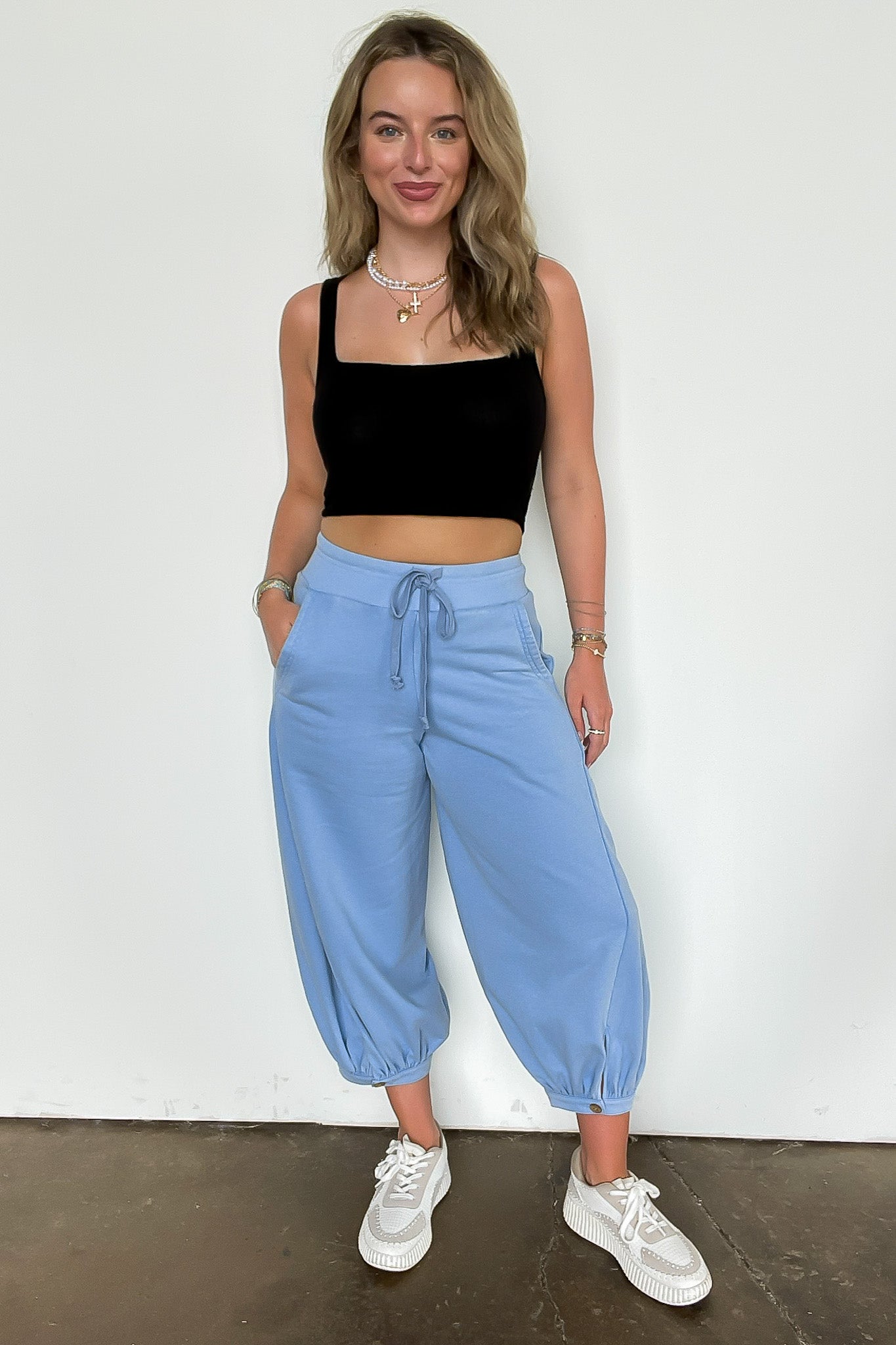 Laylie Acid Wash Bubble Pants - Madison and Mallory