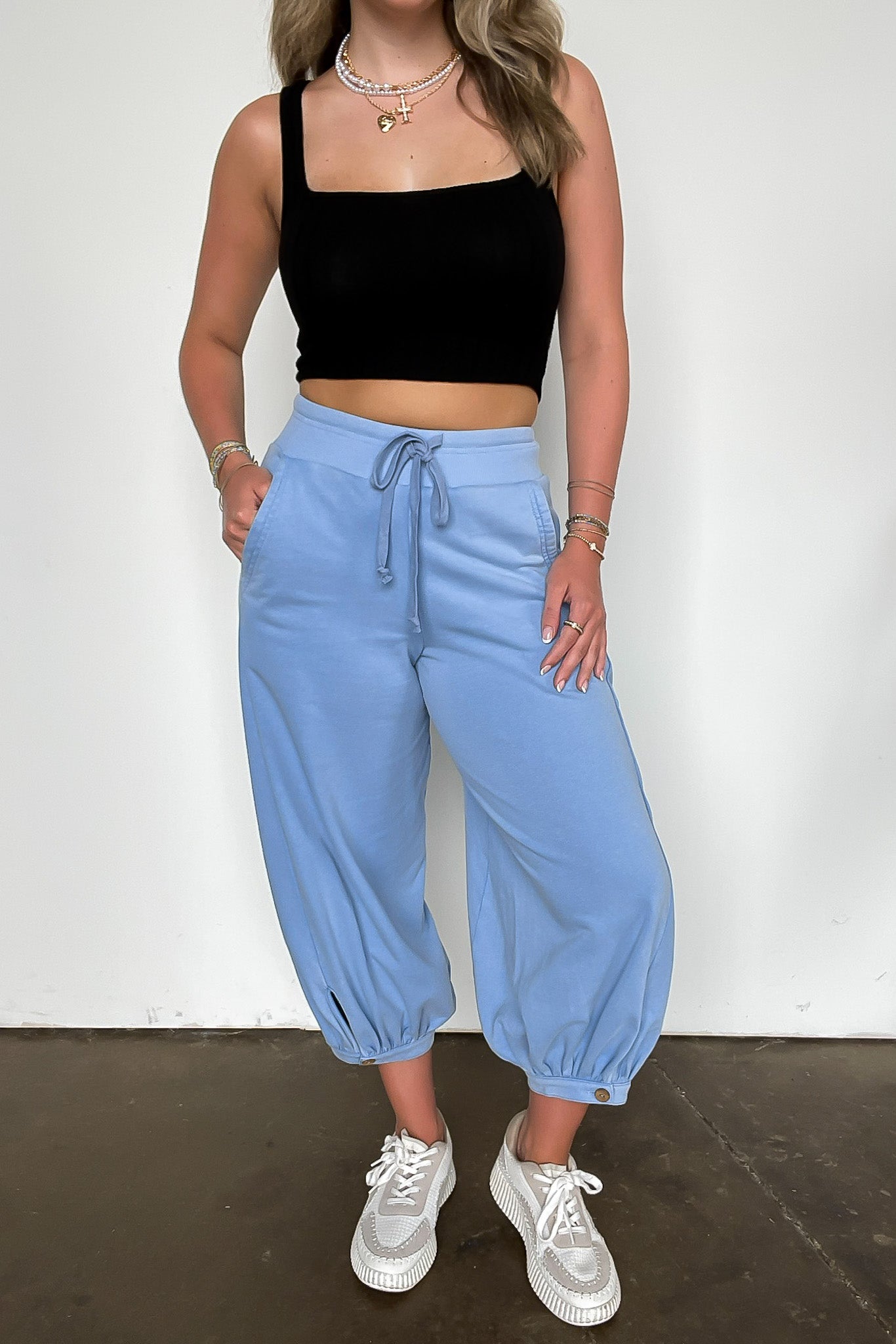 Laylie Acid Wash Bubble Pants - Madison and Mallory