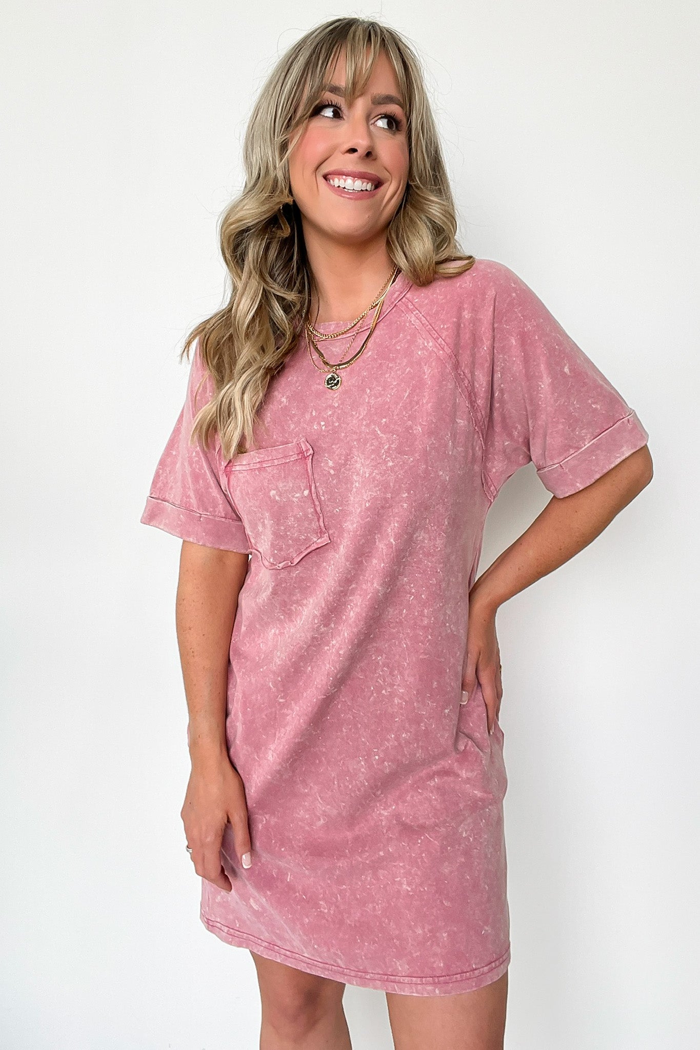  Leonia Short Sleeve Pocket T-Shirt Dress - BACK IN STOCK - Madison and Mallory