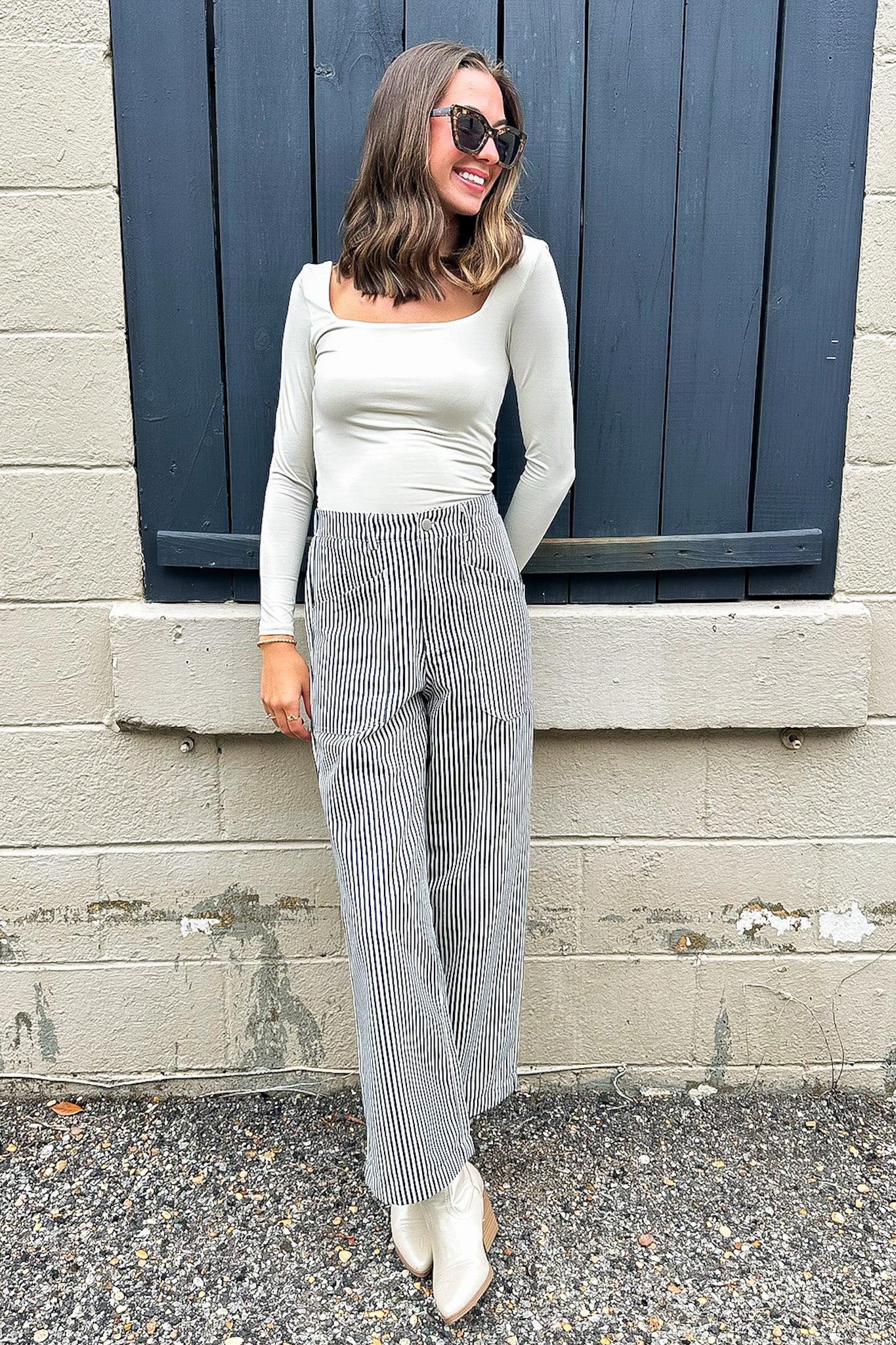 Line Theory Pinstripe Pants · Madison + Mallory