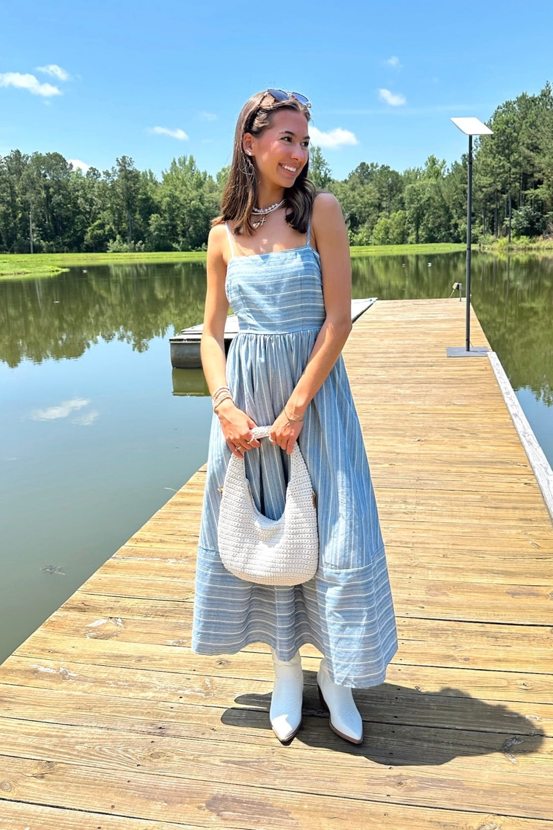 Linear Ease Striped Smocked Back Dress - Madison and Mallory