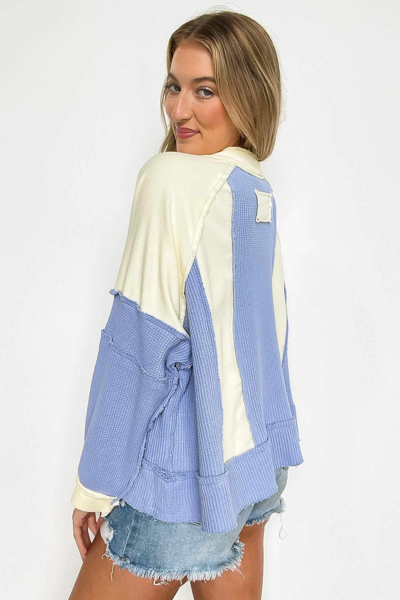 Lisette Notched Neck Contrast Knit Top - BACK IN STOCK - Madison and Mallory