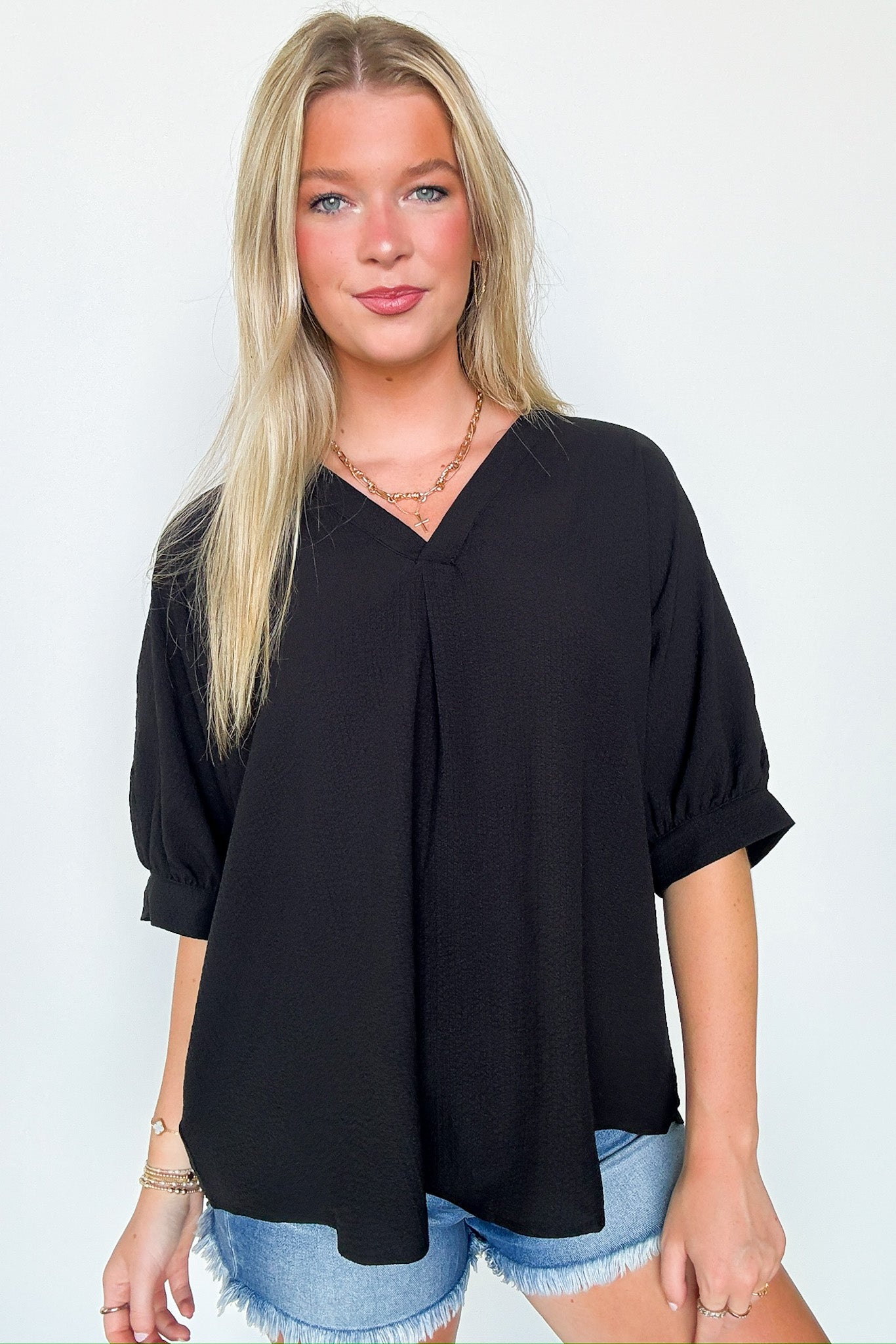 Lucie V-Neck Flowy Blouse Top - FINAL SALE - Madison and Mallory