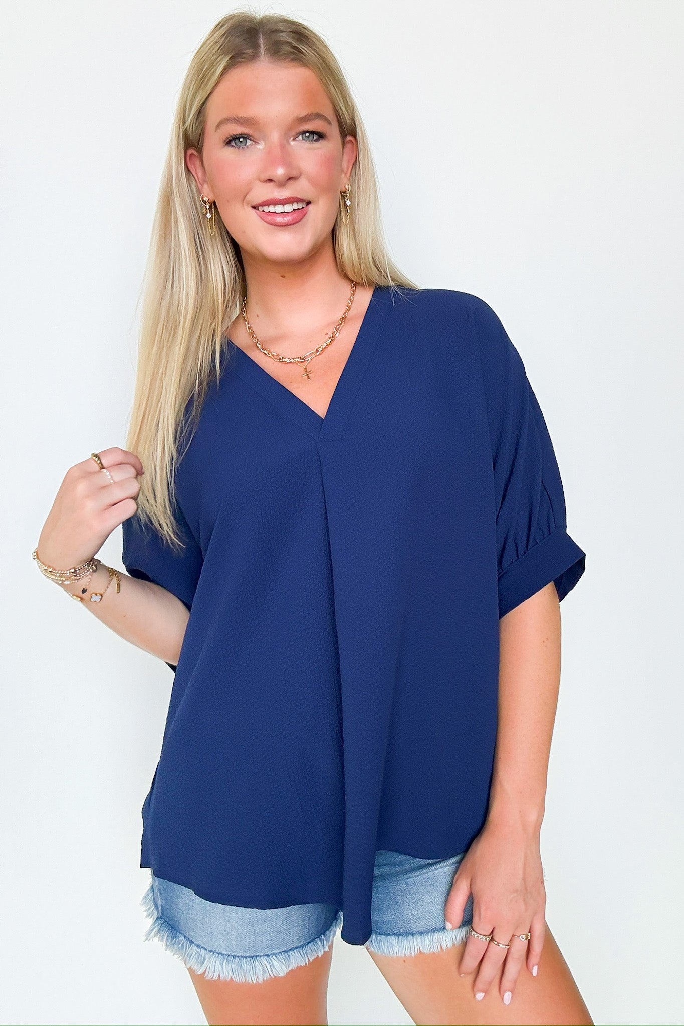 Lucie V-Neck Flowy Blouse Top - FINAL SALE - Madison and Mallory