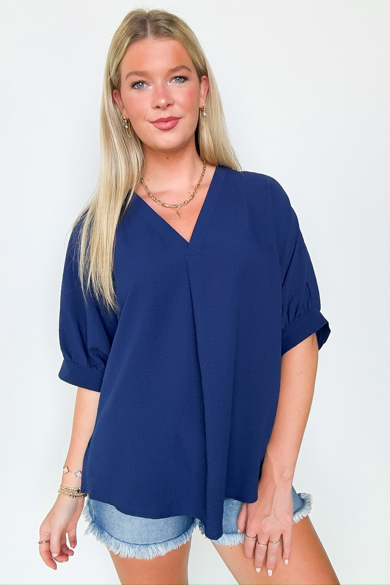 Lucie V-Neck Flowy Blouse Top - FINAL SALE - Madison and Mallory