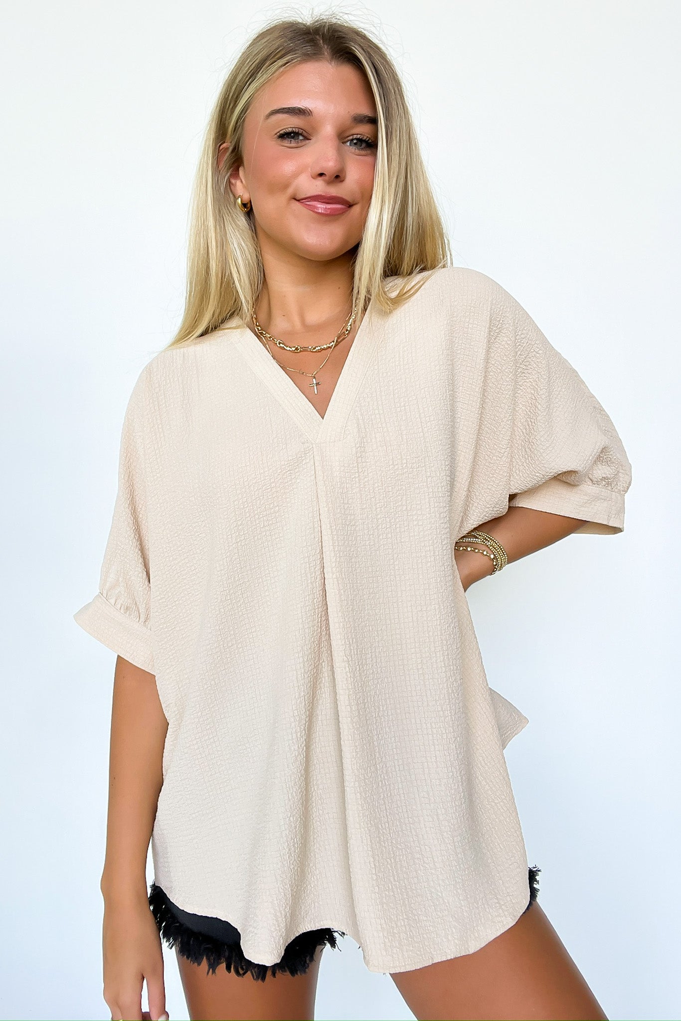 Lucie V-Neck Flowy Blouse Top - FINAL SALE - Madison and Mallory
