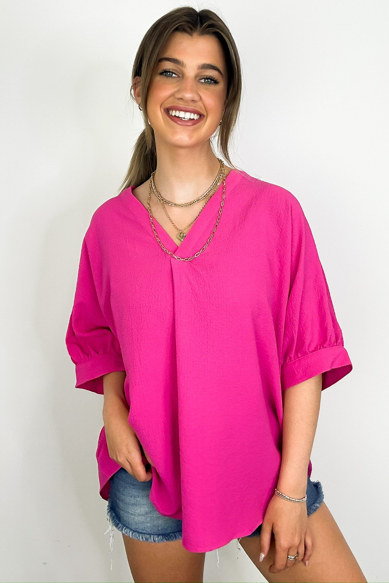 Lucie V-Neck Flowy Blouse Top - FINAL SALE - Madison and Mallory