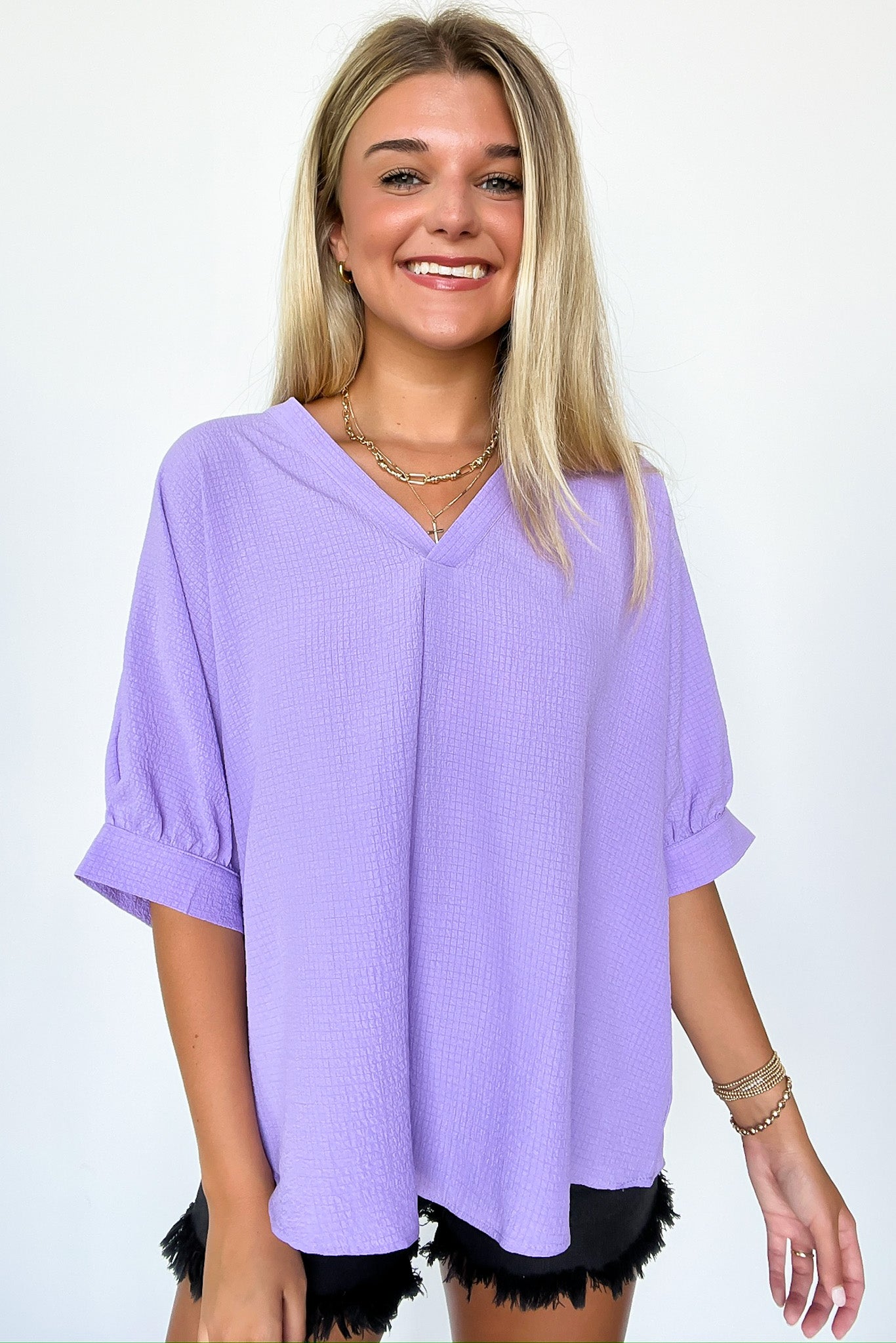 Lucie V-Neck Flowy Blouse Top - FINAL SALE - Madison and Mallory