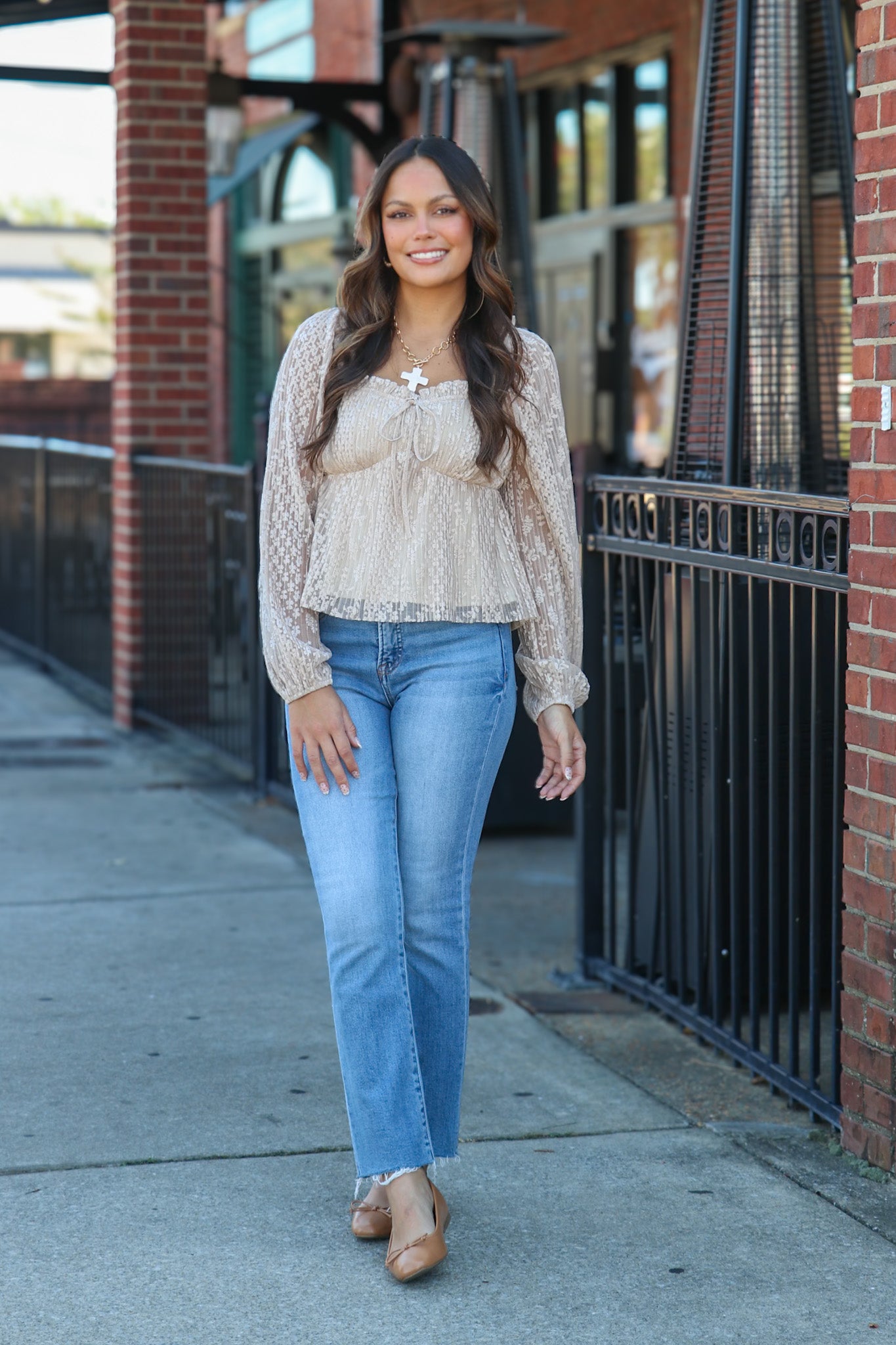 Luxe Whisper Pleated Lace Peplum Blouse