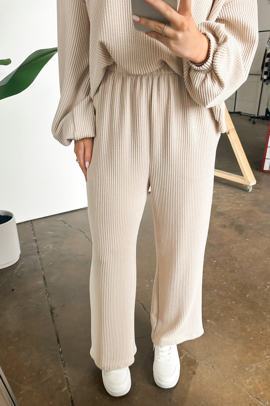 Taupe / S Manifest Ribbed Straight Leg Pants - Madison and Mallory