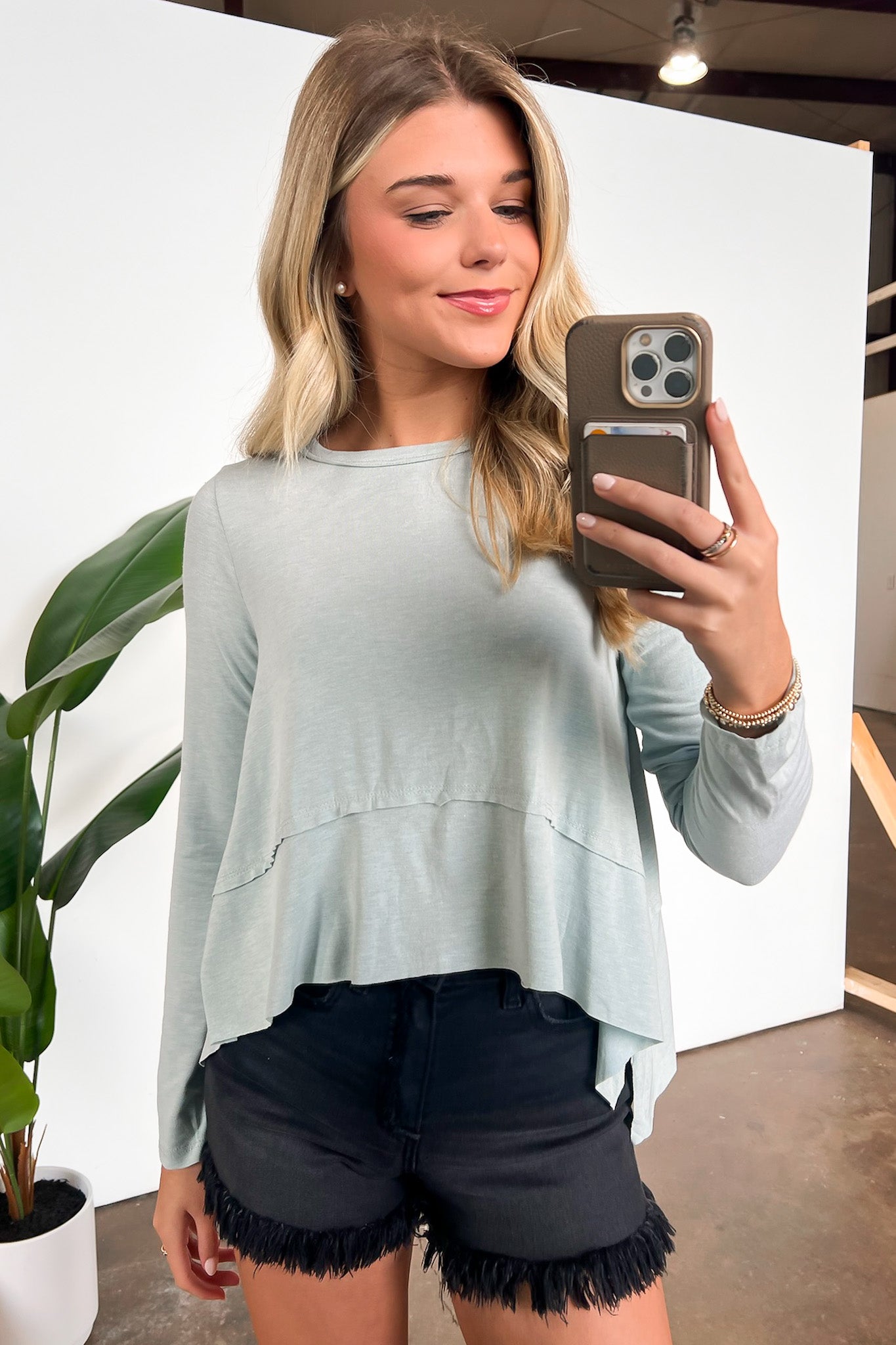  Marielena Long Sleeve High Low Relaxed Top - Madison and Mallory