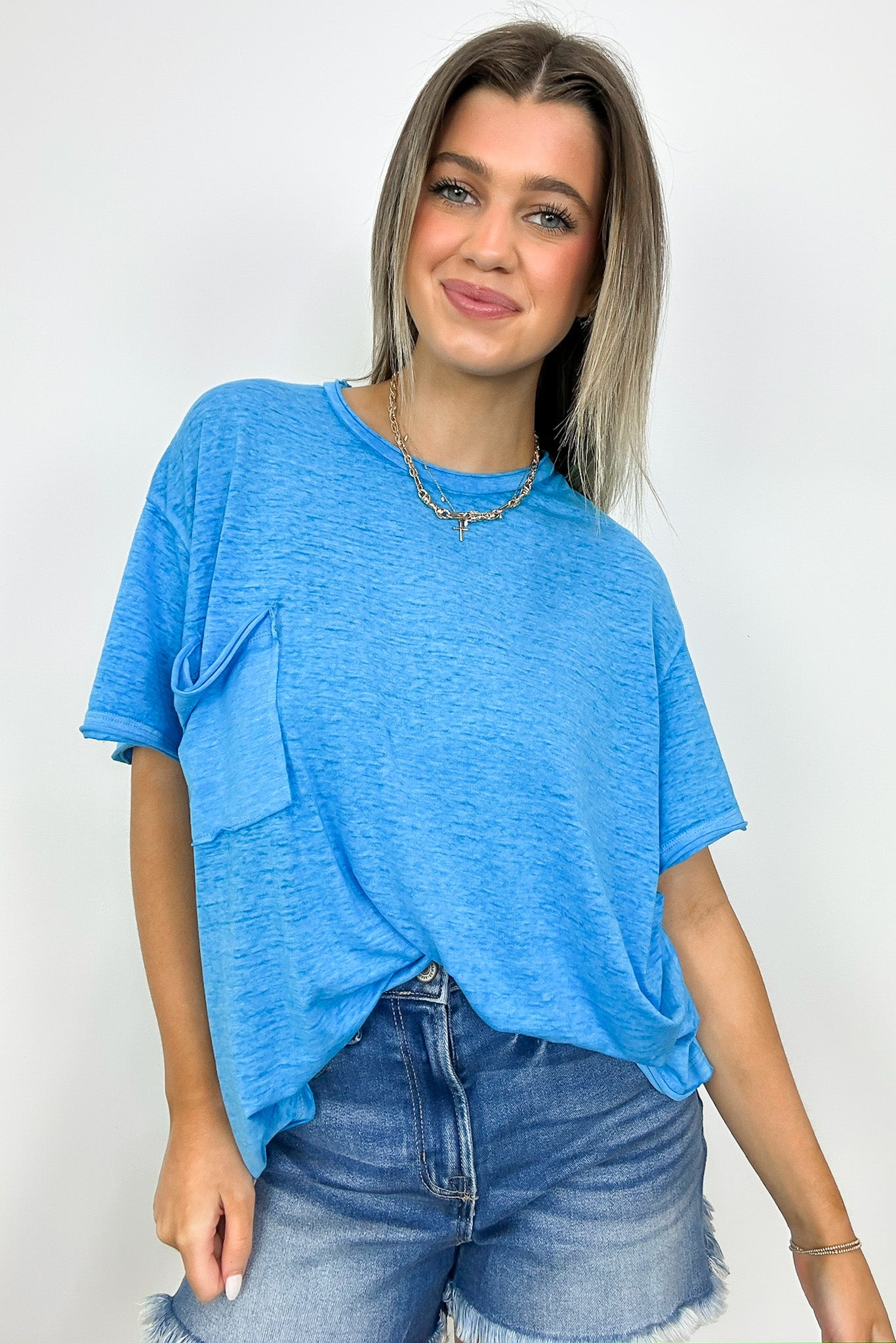  Marisol Burnout Wash Oversized Pocket Top - BACK IN STOCK - Madison and Mallory
