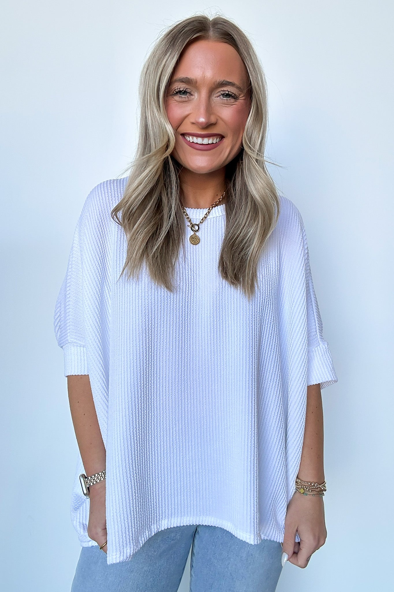 Ivory / S Meyers Rib Knit Relaxed Tunic Top - BACK IN STOCK - Madison and Mallory