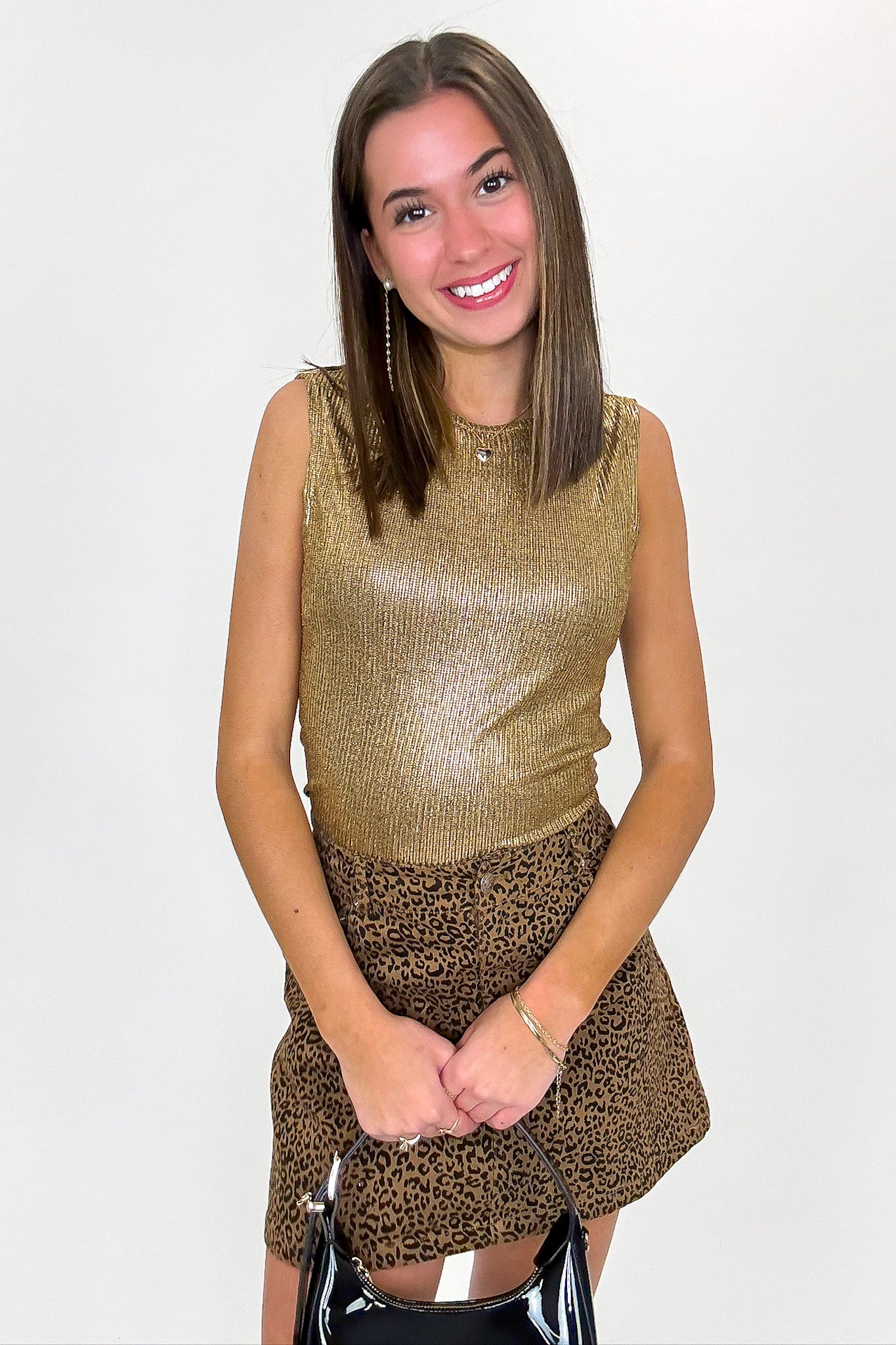 Midnight Shimmer Round Neck Glitter Knit Top