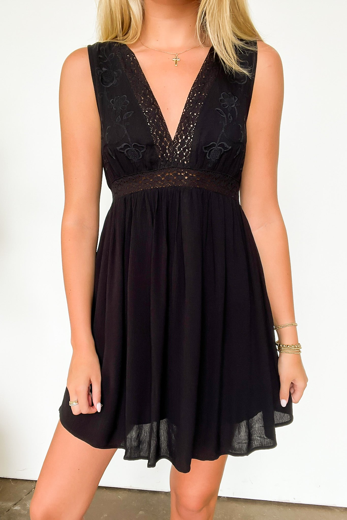  Muse Behavior Embroidered Lace Trim Dress - Madison and Mallory