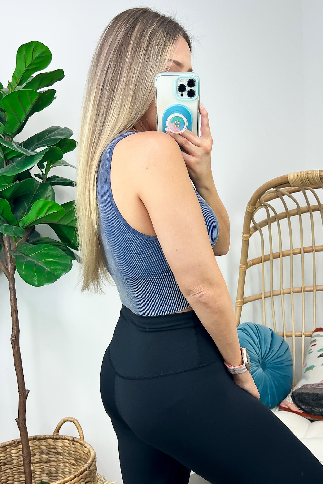 Nayomi Mineral Wash V-Neck Seamless Bra Top - FINAL SALE - Madison and Mallory